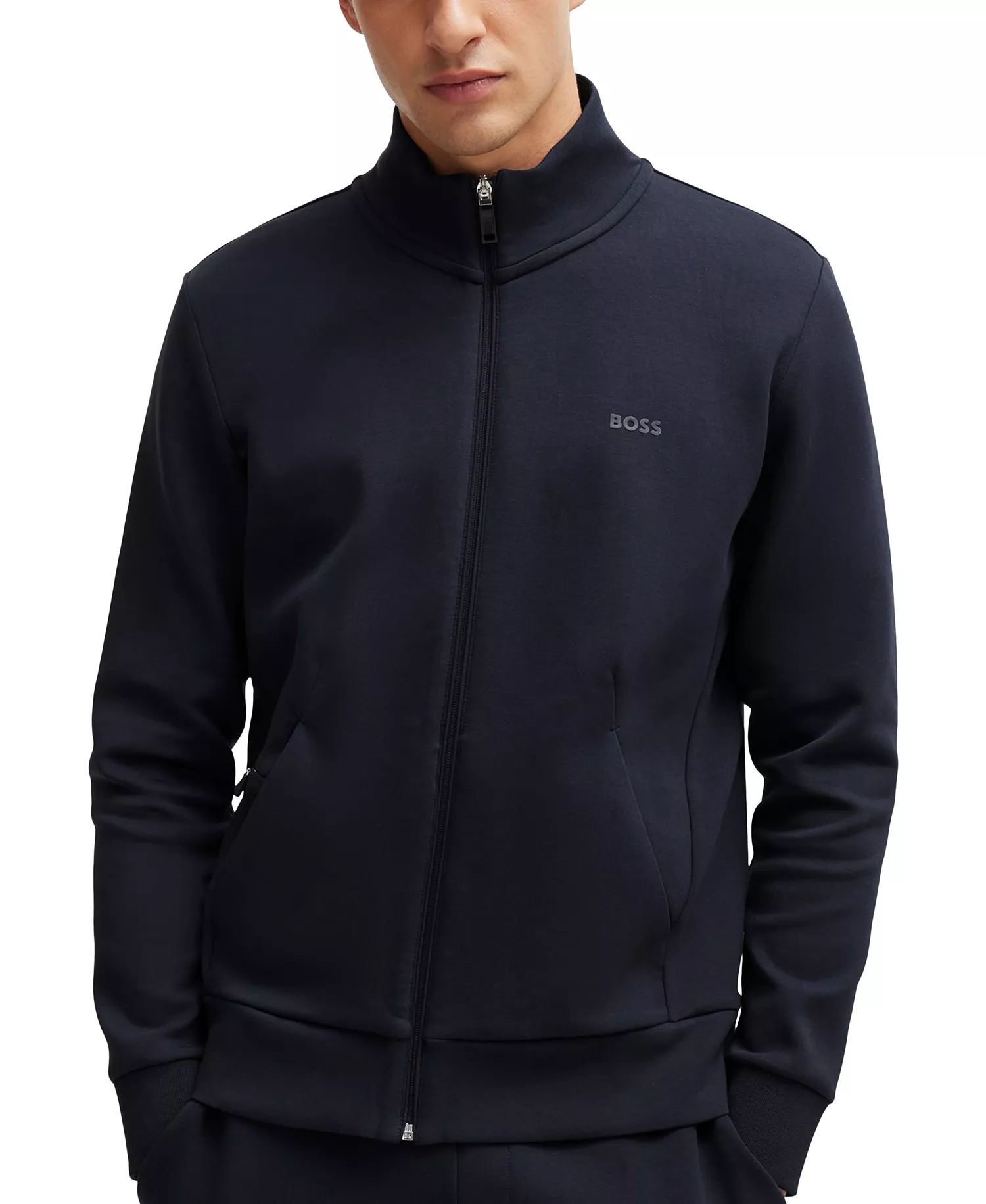 Men's Logo Print Zip-Up Sweatshirt - Dark Blue - M