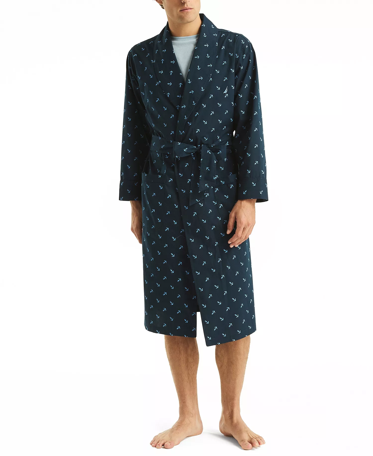 Men's Crafted Printed Robe - Maritime Navy - L/XL