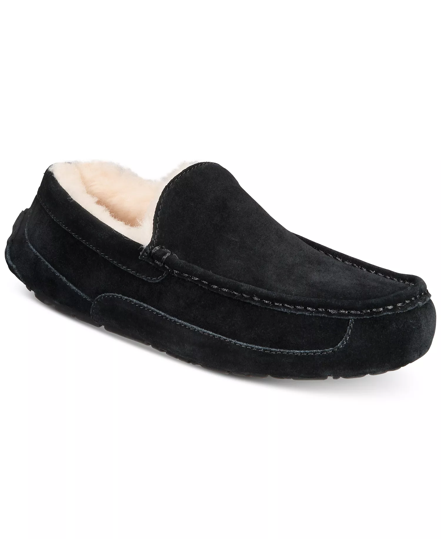 Men's Ascot Moccasin Slippers - Black - 10