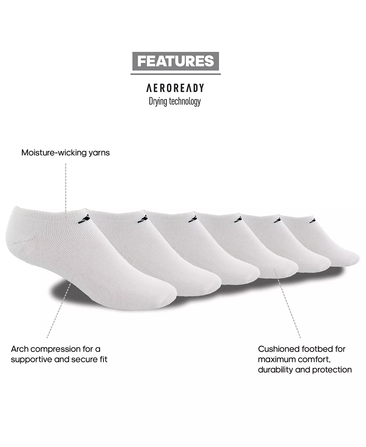 Men's Cushioned Athletic 6-Pack No Show Socks - Black - L