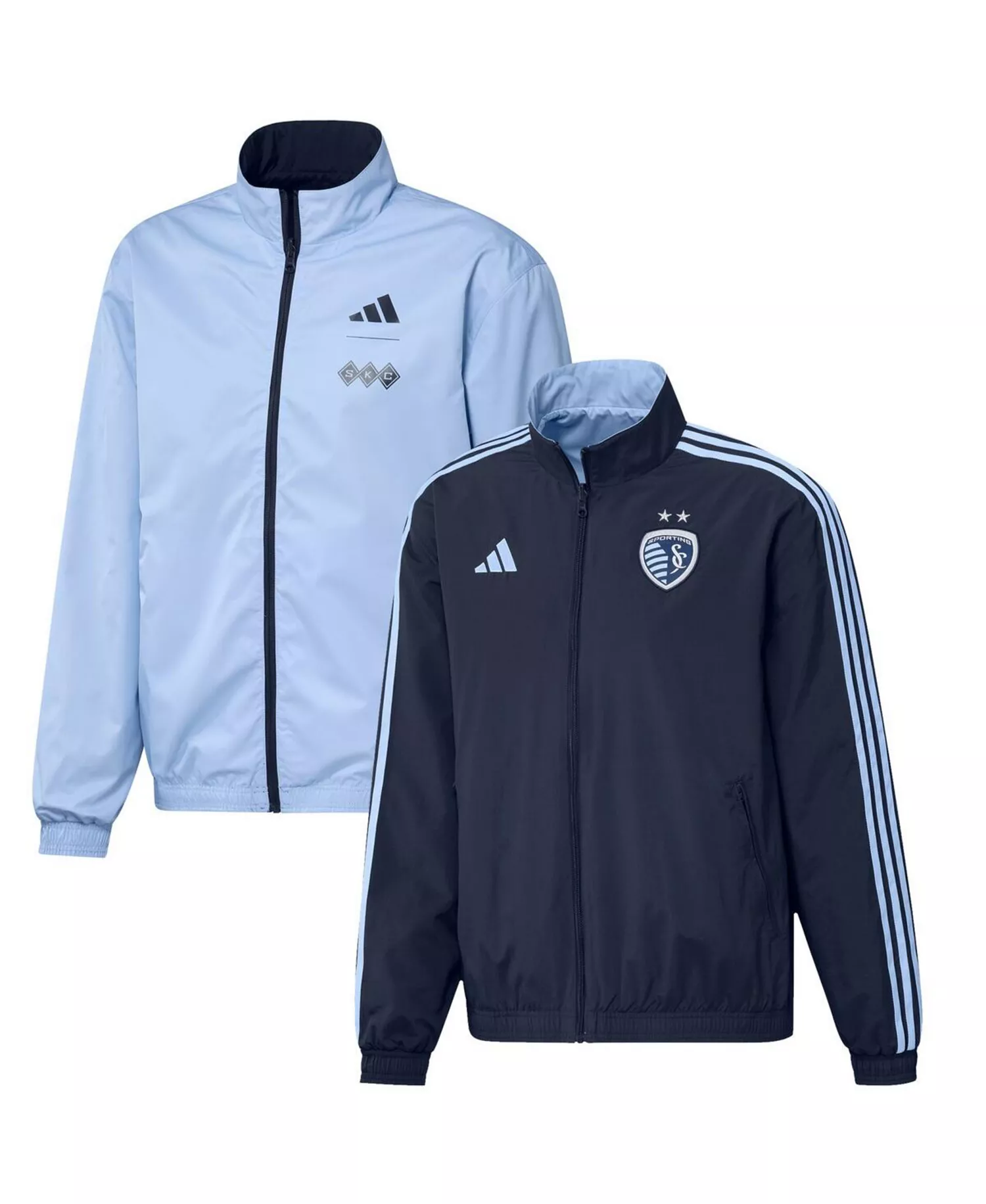 Men's Navy, Light Blue Sporting Kansas City 2023 On-Field Anthem Full-Zip Reversible Team Jacket - Navy, Light Blue - S