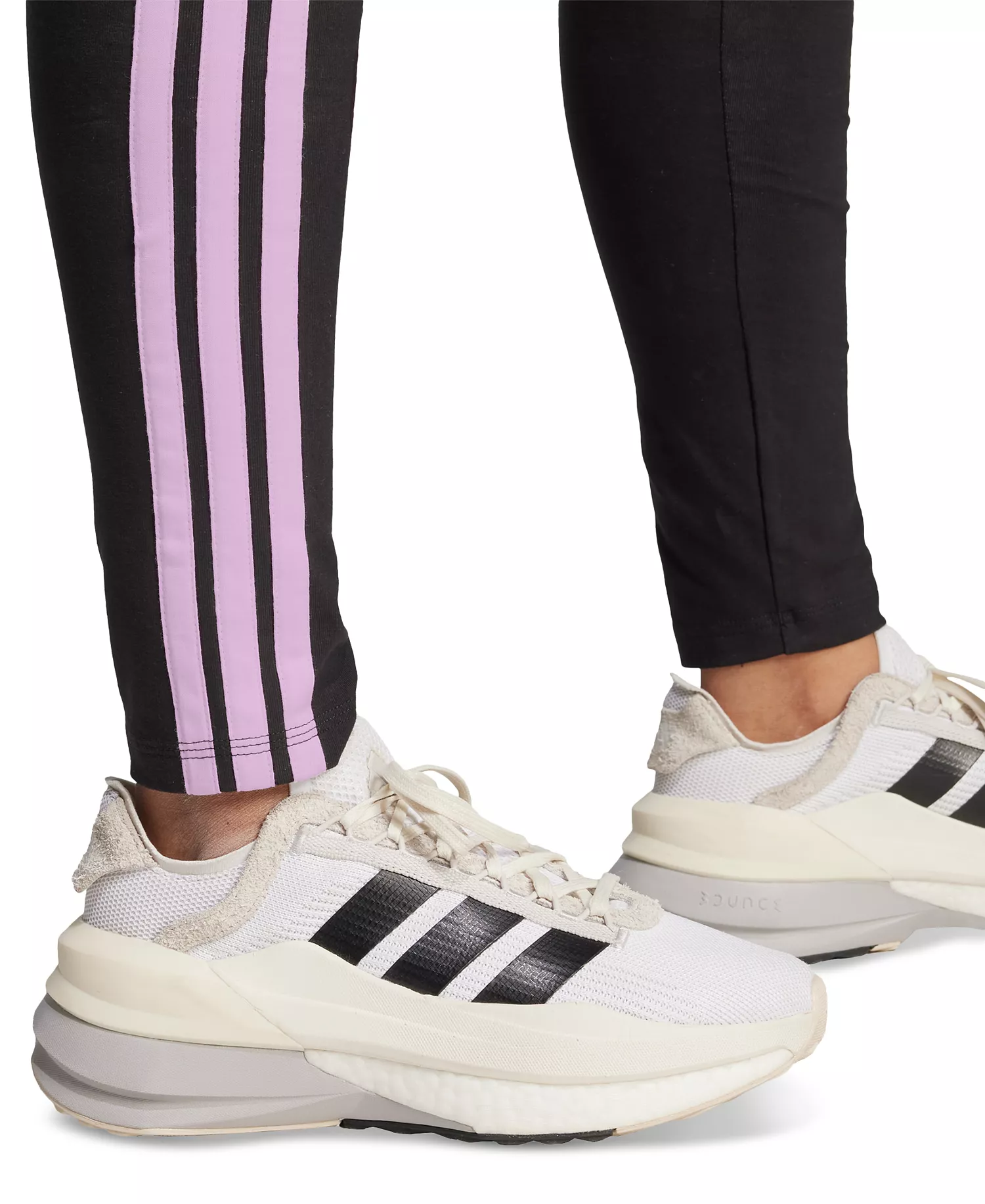Plus Size Essentials 3-Stripes Cotton Leggings - Black/Clear Pink - 1X