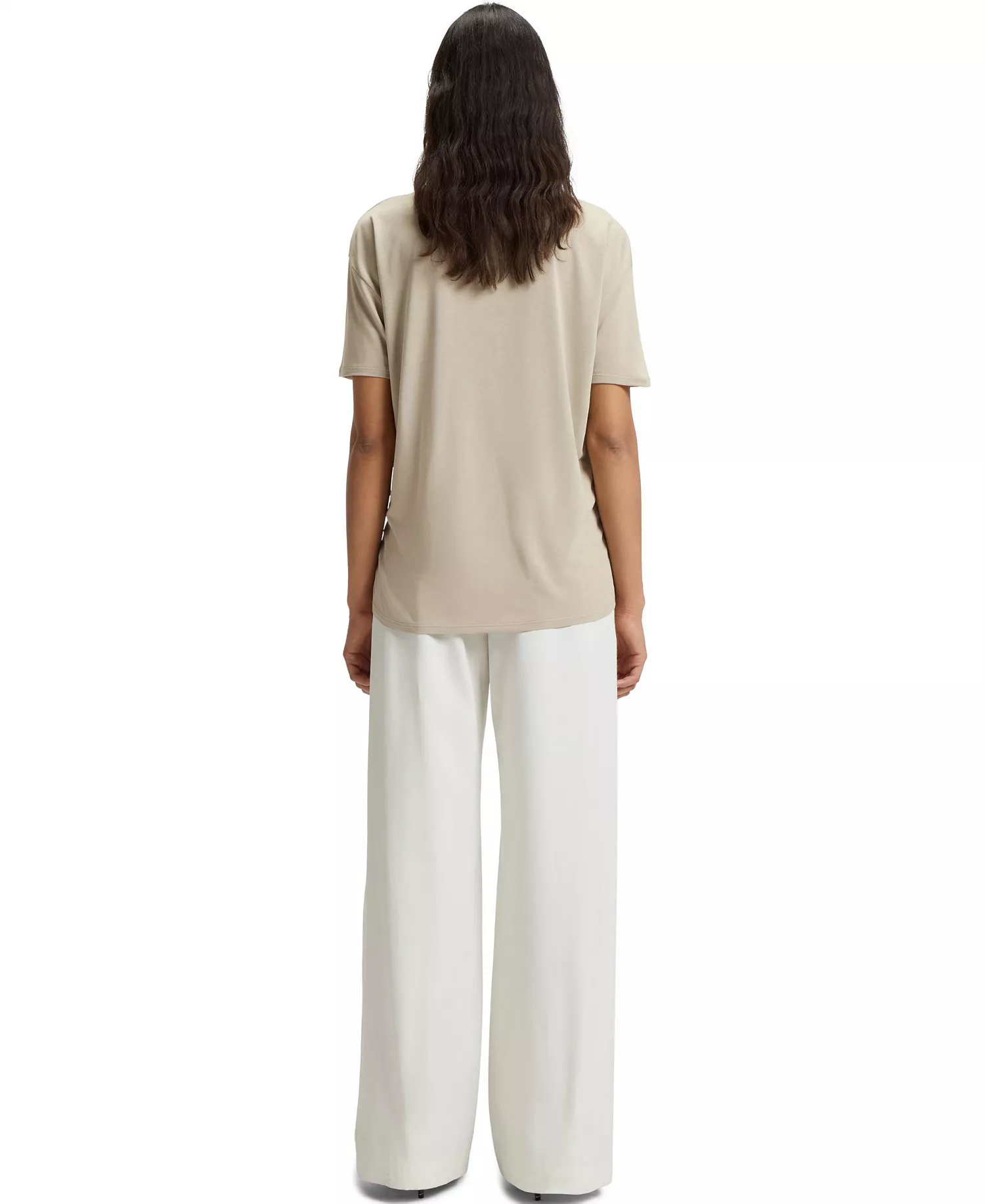 Women's Regular-Fit Stretch-Silk Front T-Shirt - Open Beige - S