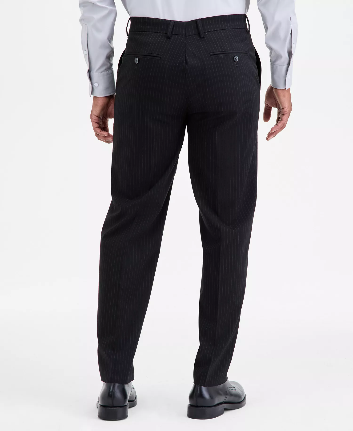 Men's Modern-Fit Stretch Fall Suit - Black Stripe - 36R