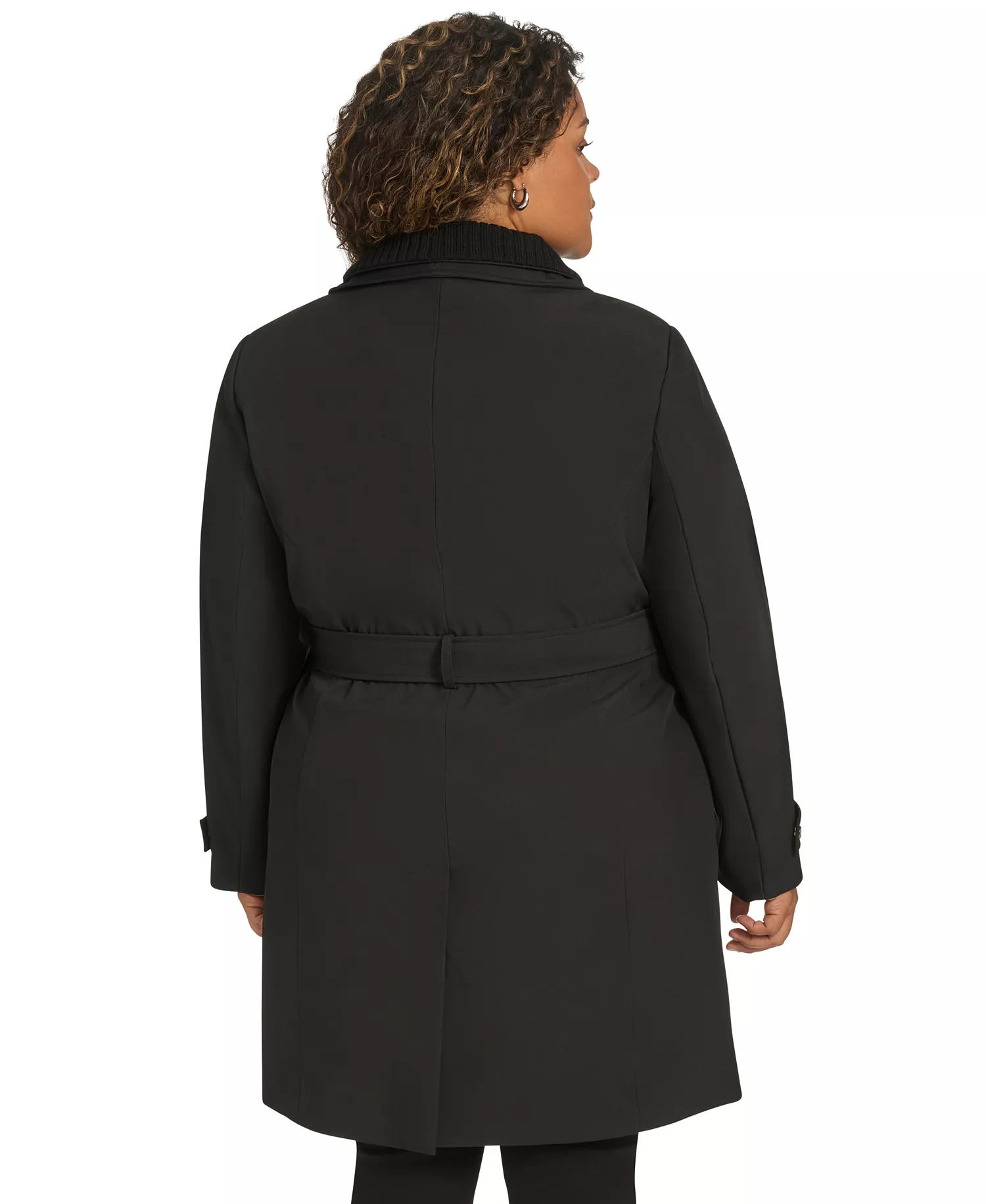 Plus Size Belted Long-Sleeve Wrap Coat, Created for Macy's - Black - 0X