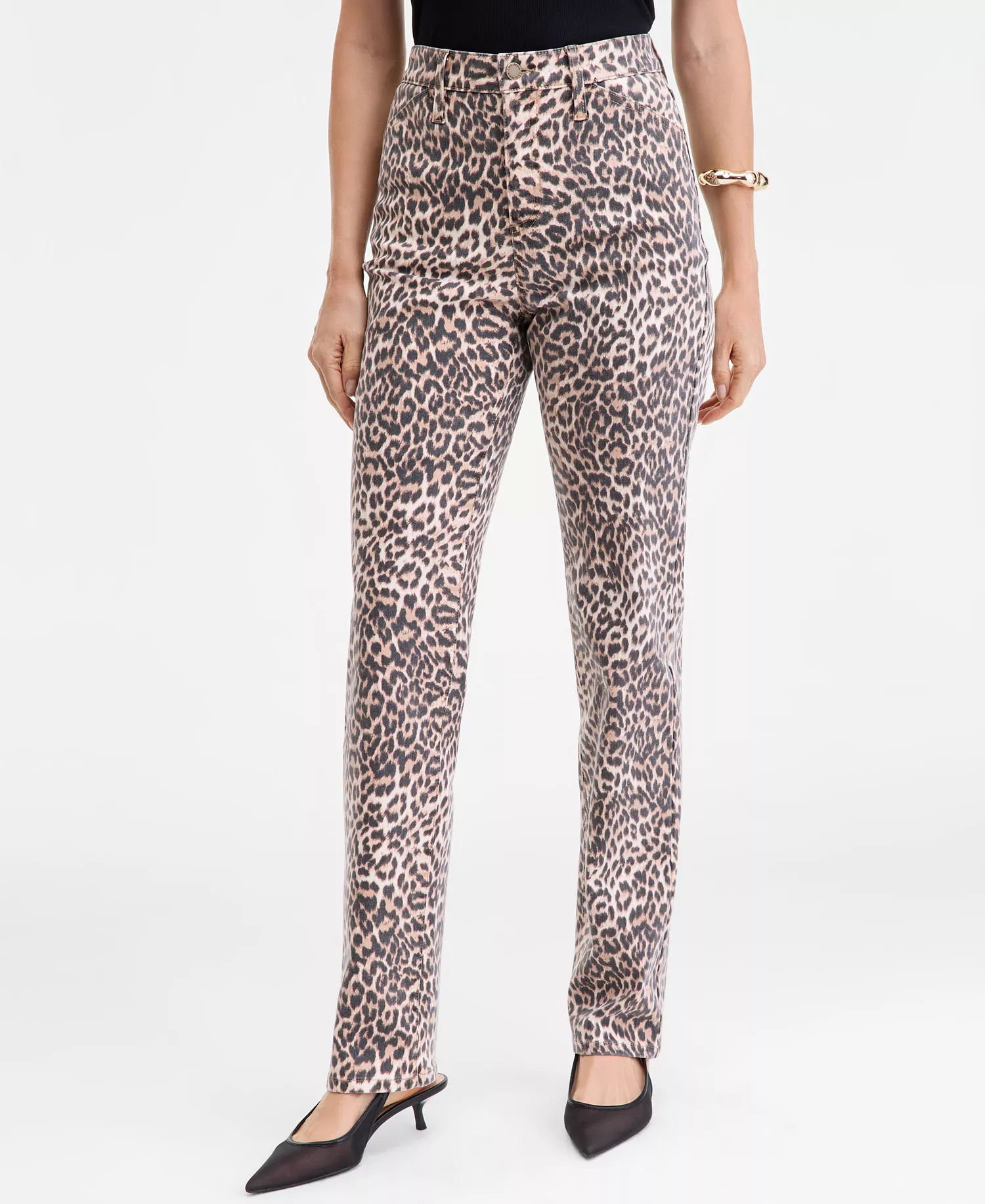 Women's Leopard-Print Straight-Leg Jeans, Macy's Exclusive - Leopard Wash - 10