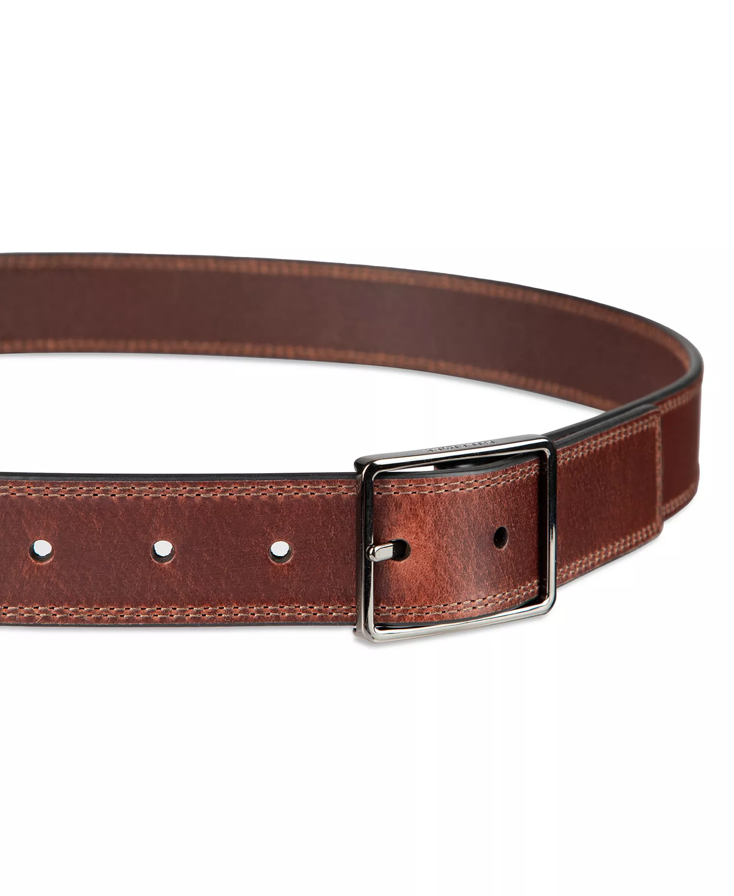 Men's Casual Center Bar Buckle Leather Belt - Chocolate Brown - L (38-40)