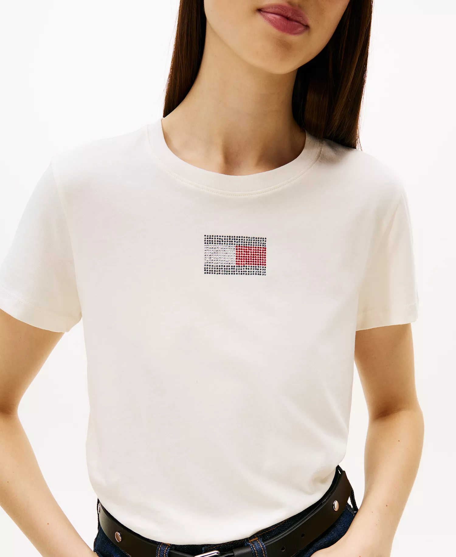 Women's Regular Fit Party Flag T-Shirt - Ancient White - XXS