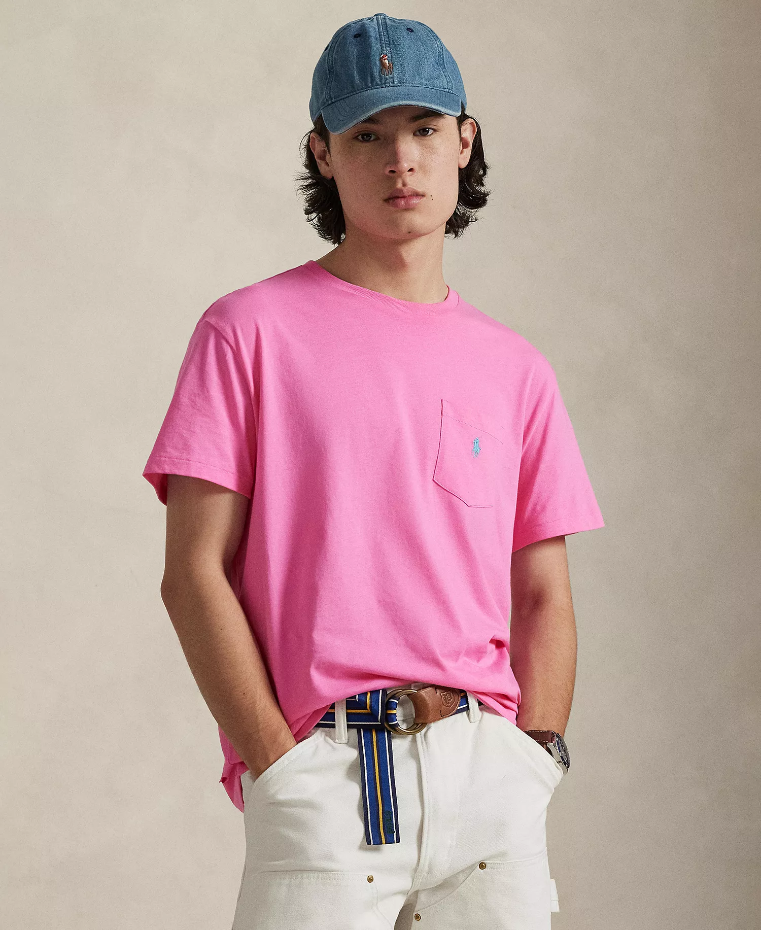 Men's Classic-Fit Crewneck Pocket T-Shirt - Baja Pink - 2XL