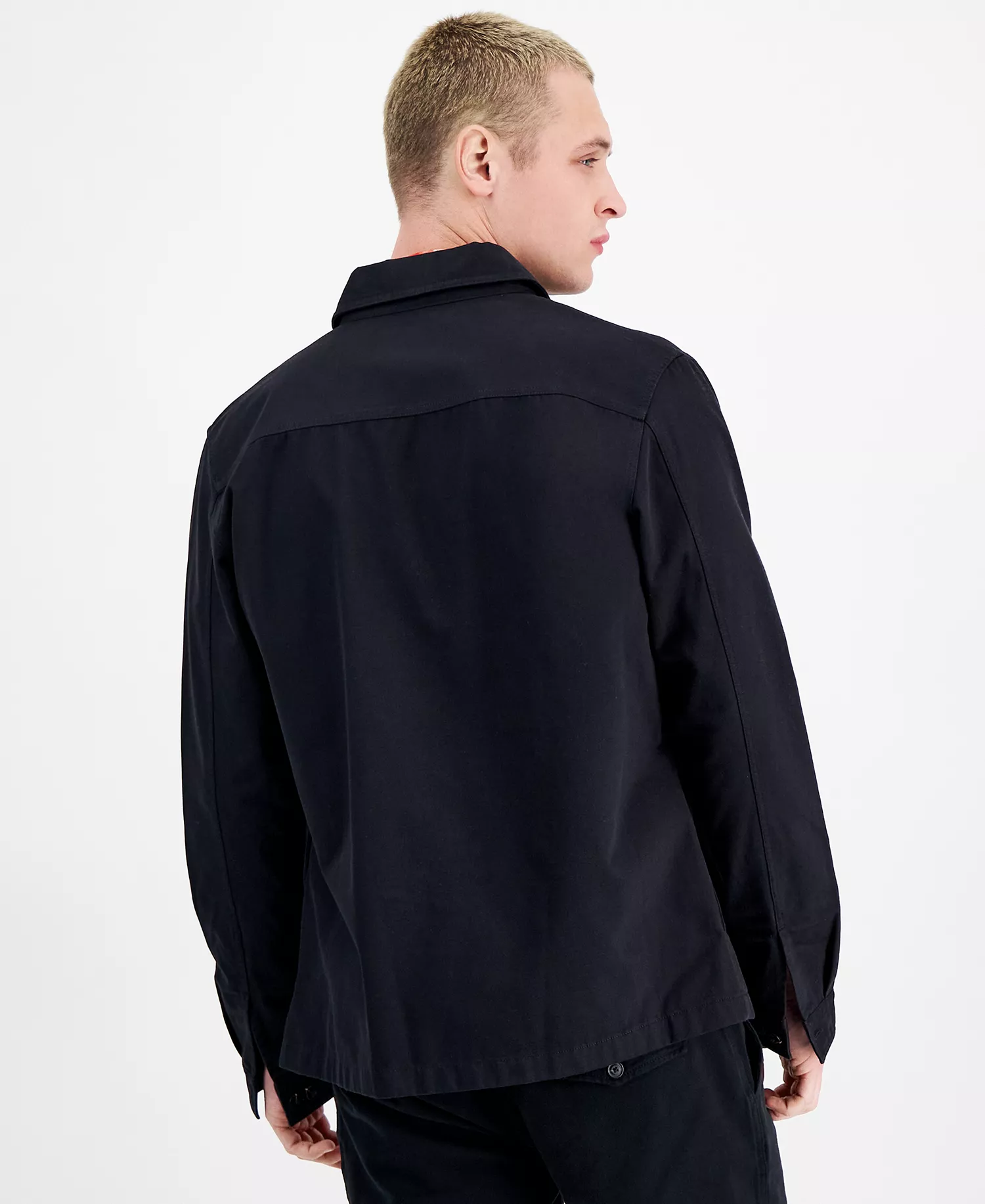 Men's Oversized-Fit Shirt Jacket - Black - L