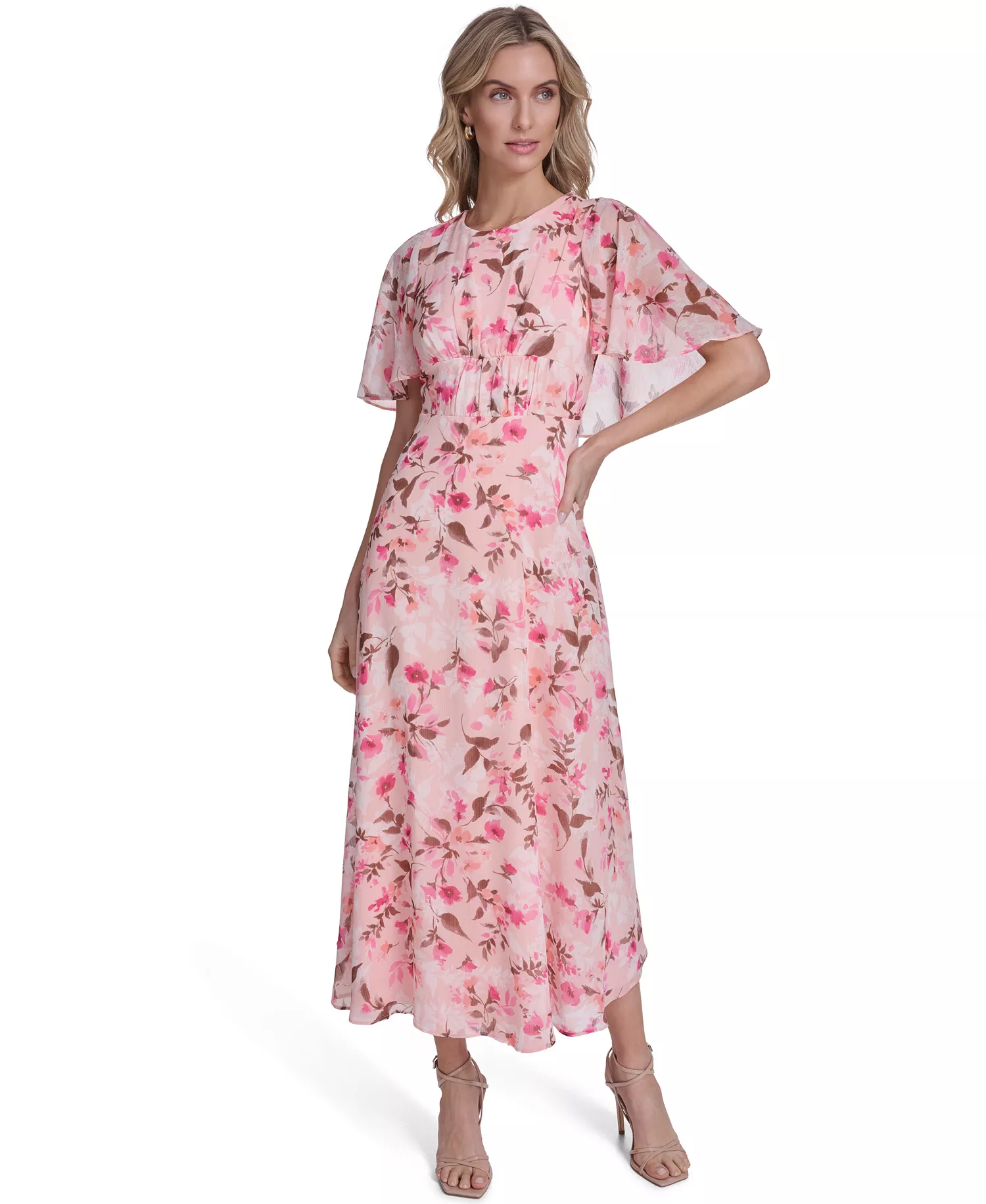 Women's Short-Sleeve Smocked Printed Dress - Blossom Multi - 10