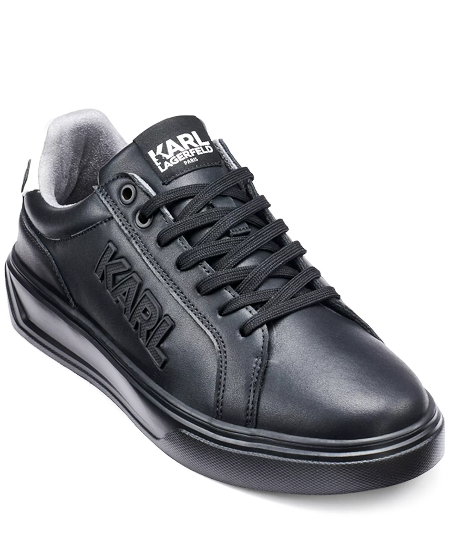 Men's Leather Side Karl Sneaker - Black - 10.5M