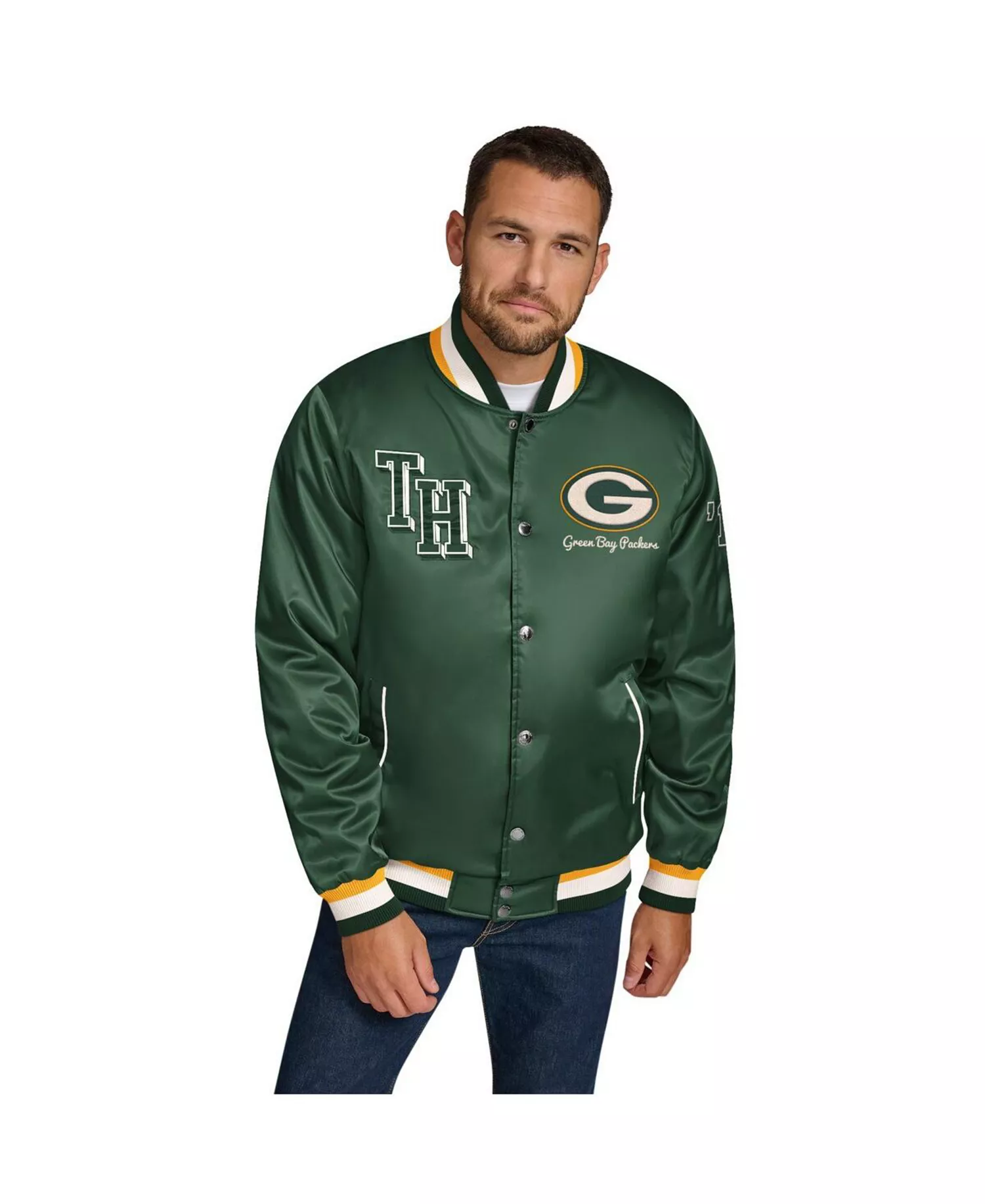 Men's Green Green Bay Packers Dante Full-Snap Satin Jacket - Green, Gold - L