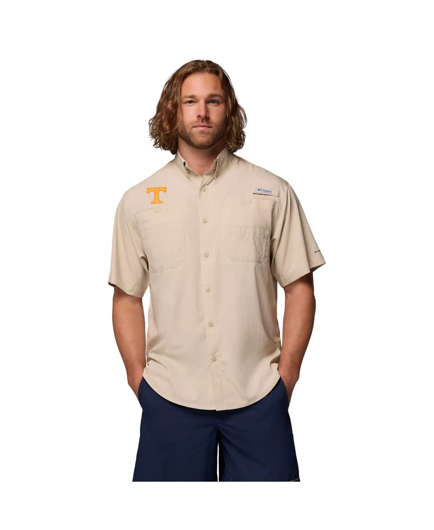 Men's Tan Tennessee Volunteers Tamiami Omni-Shade Button-Down Shirt - Tan - L
