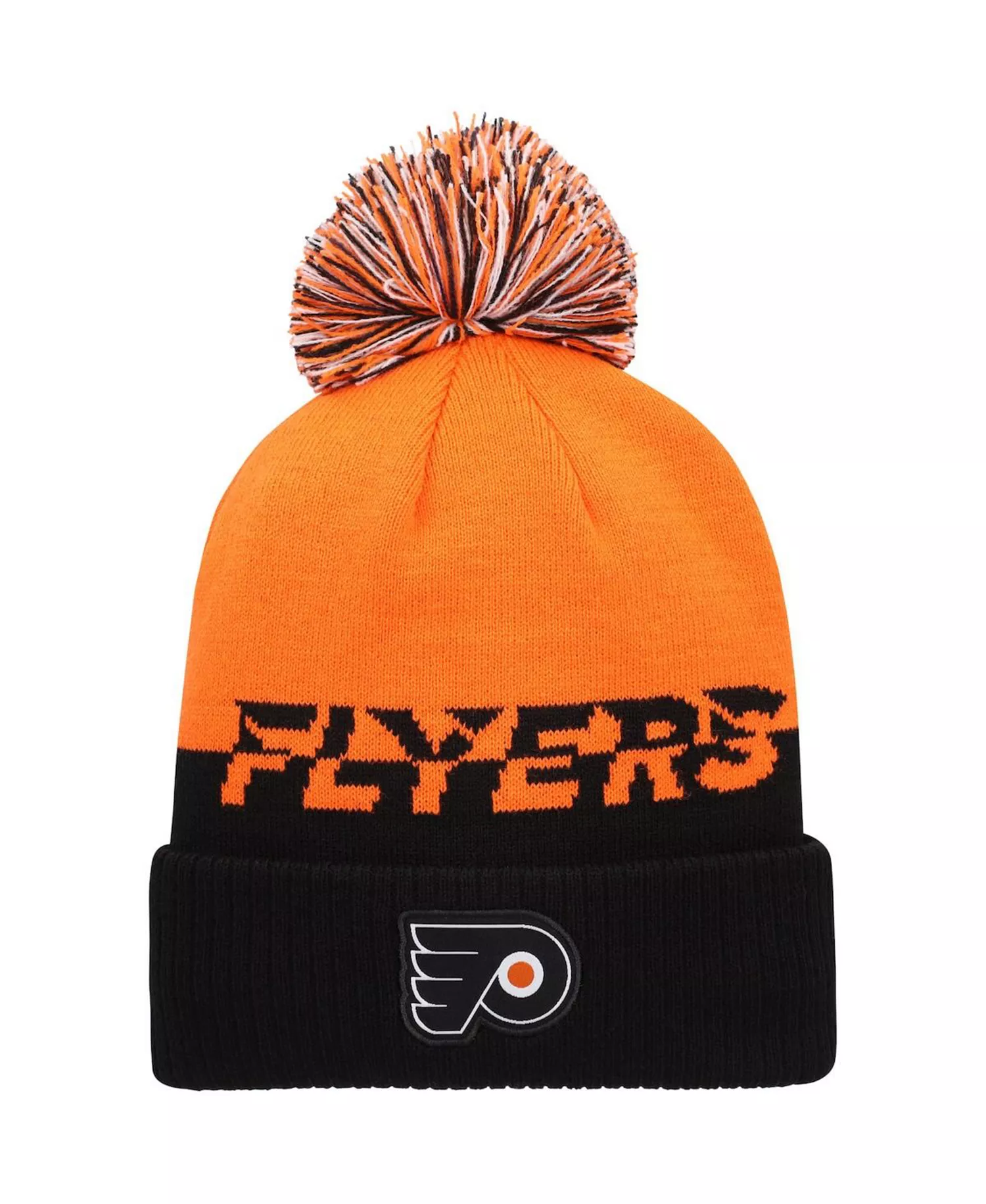 Men's Orange, Black Philadelphia Flyers Cold.Rdy Cuffed Knit Hat with Pom - Orange, Black - One Size Fits All