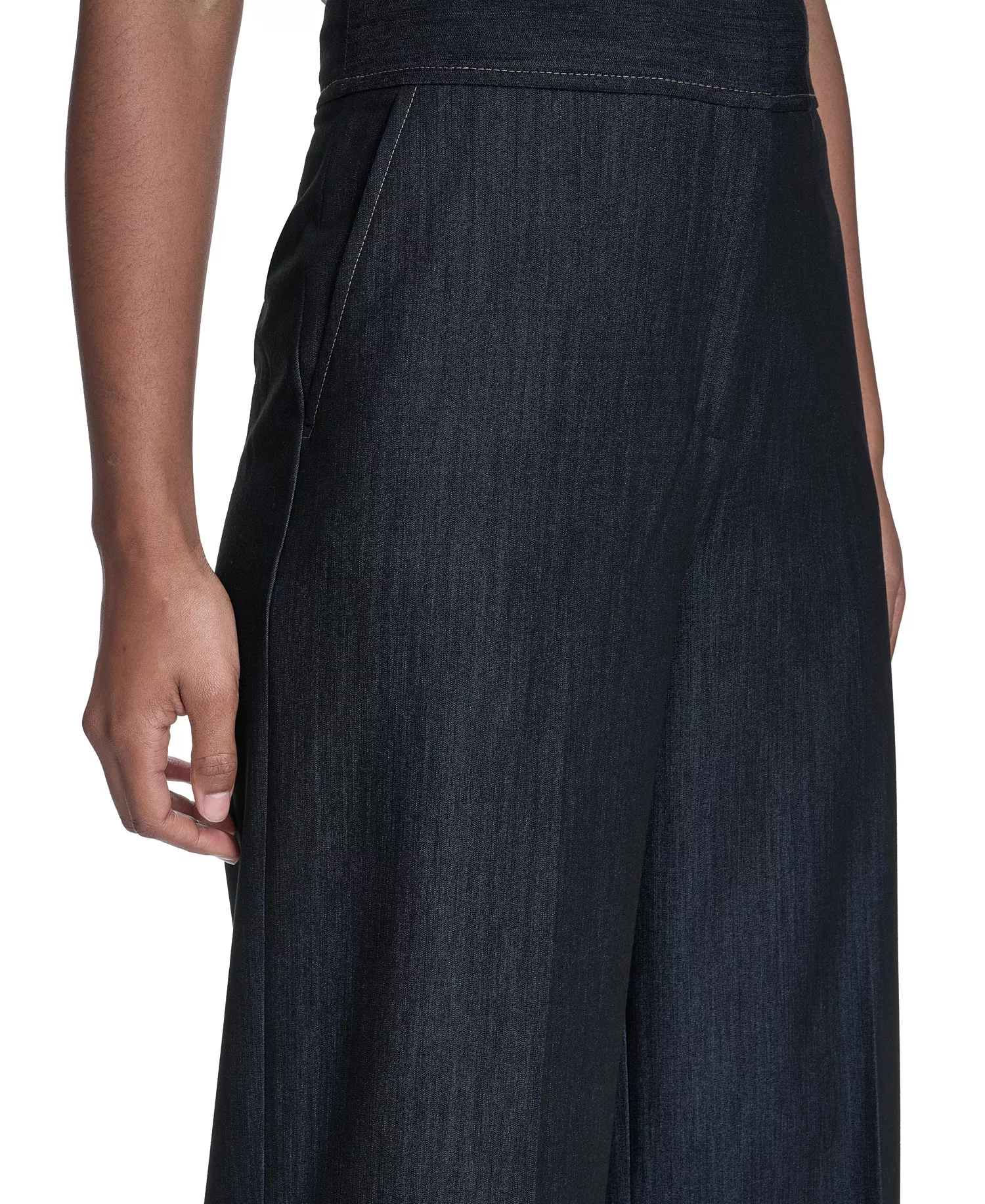 Women's Faux Denim Wide Leg Pants - Indigo - 10