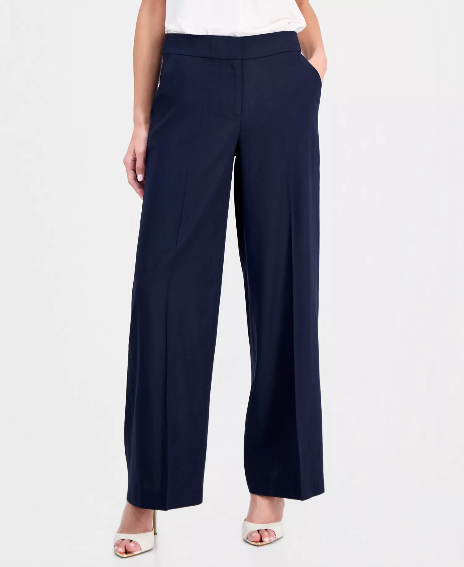 Women's Clean-Waist Wide-Leg Pants - New Navy - 10