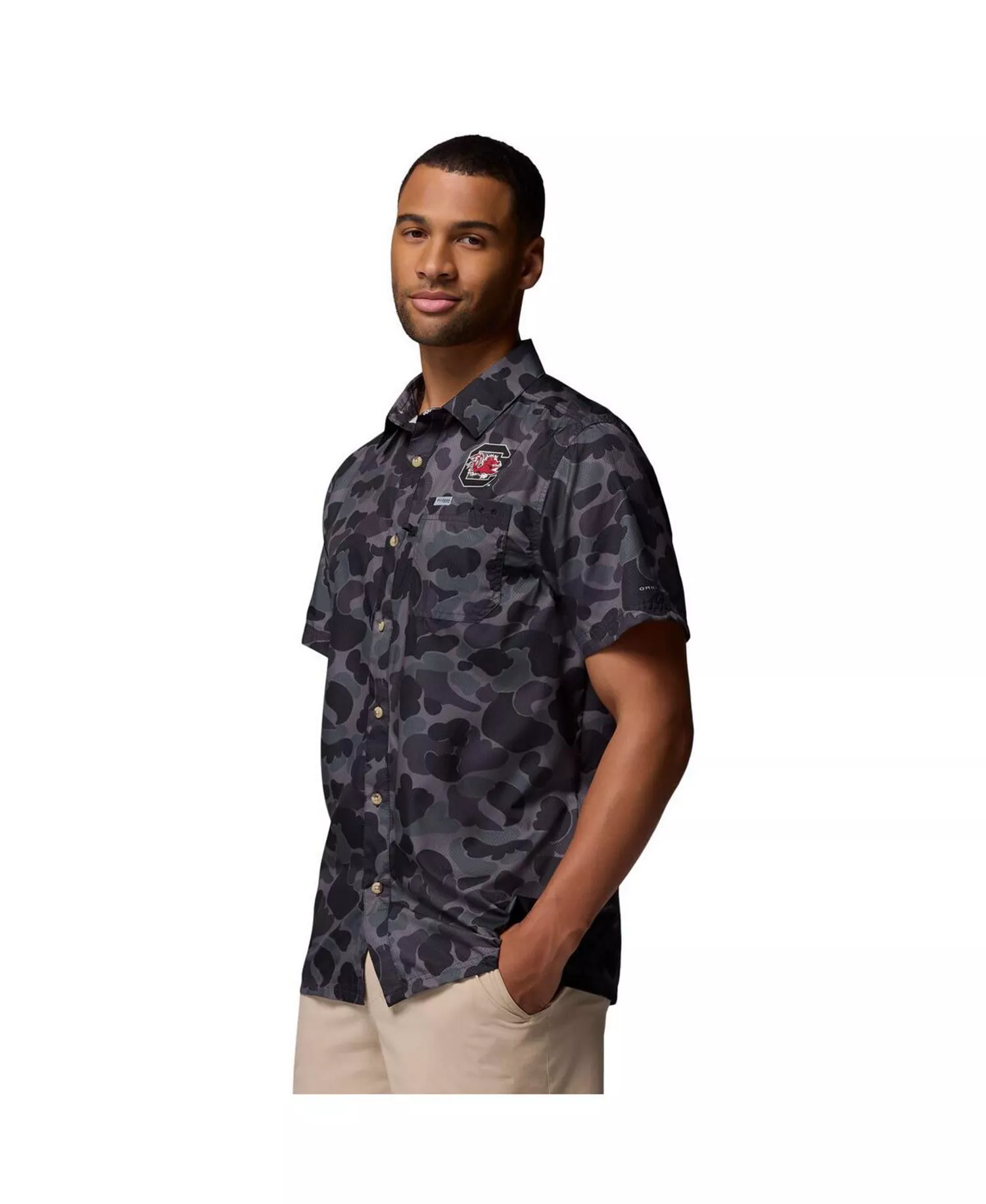 Men's Black South Carolina Gamecocks Super Slack Tide Omni-Wick Button-Up Shirt - Black - M