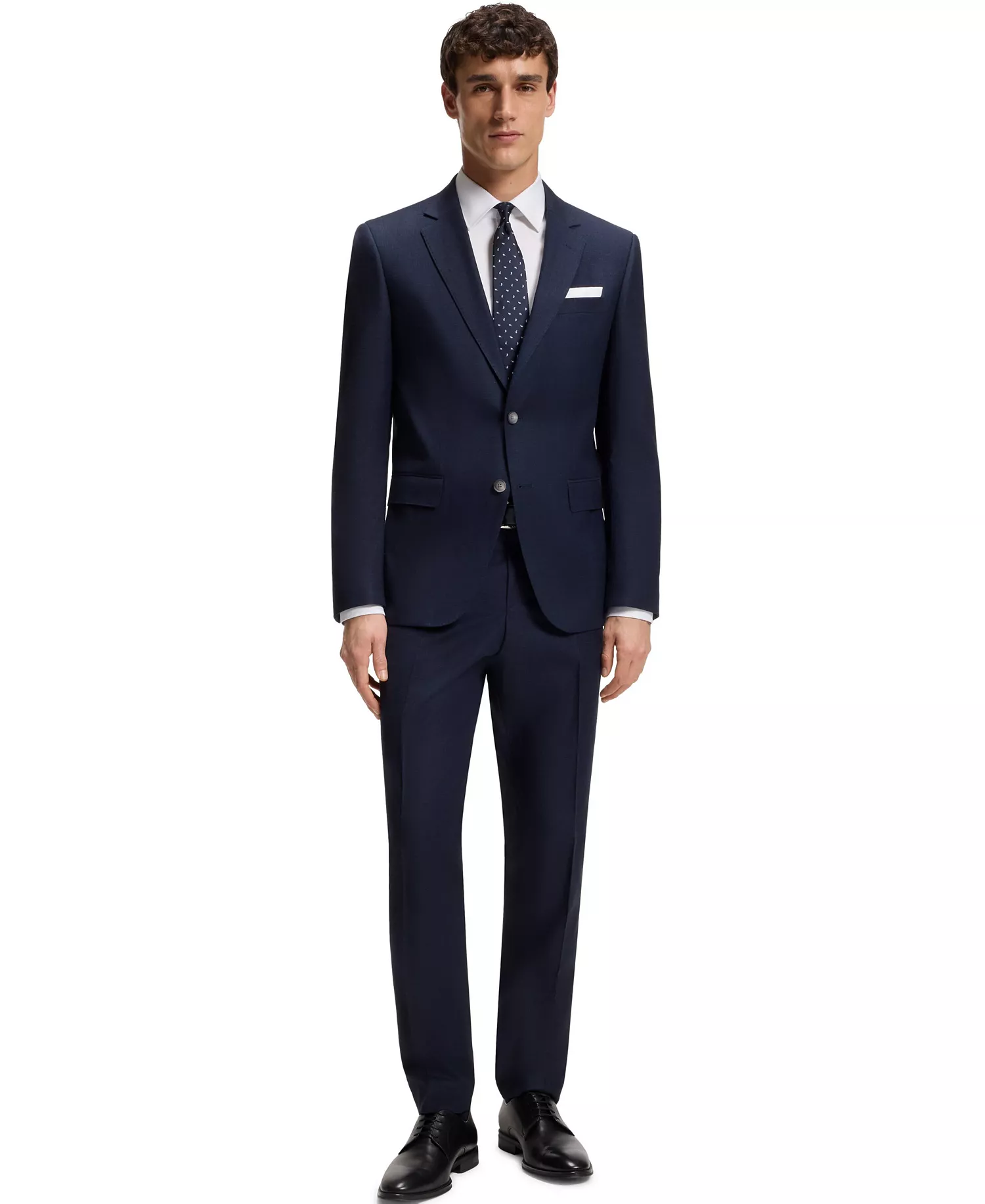 BOSS by Men's Easy-Iron Cotton Poplin Slim-Fit Dress Shirt - White - 14.5