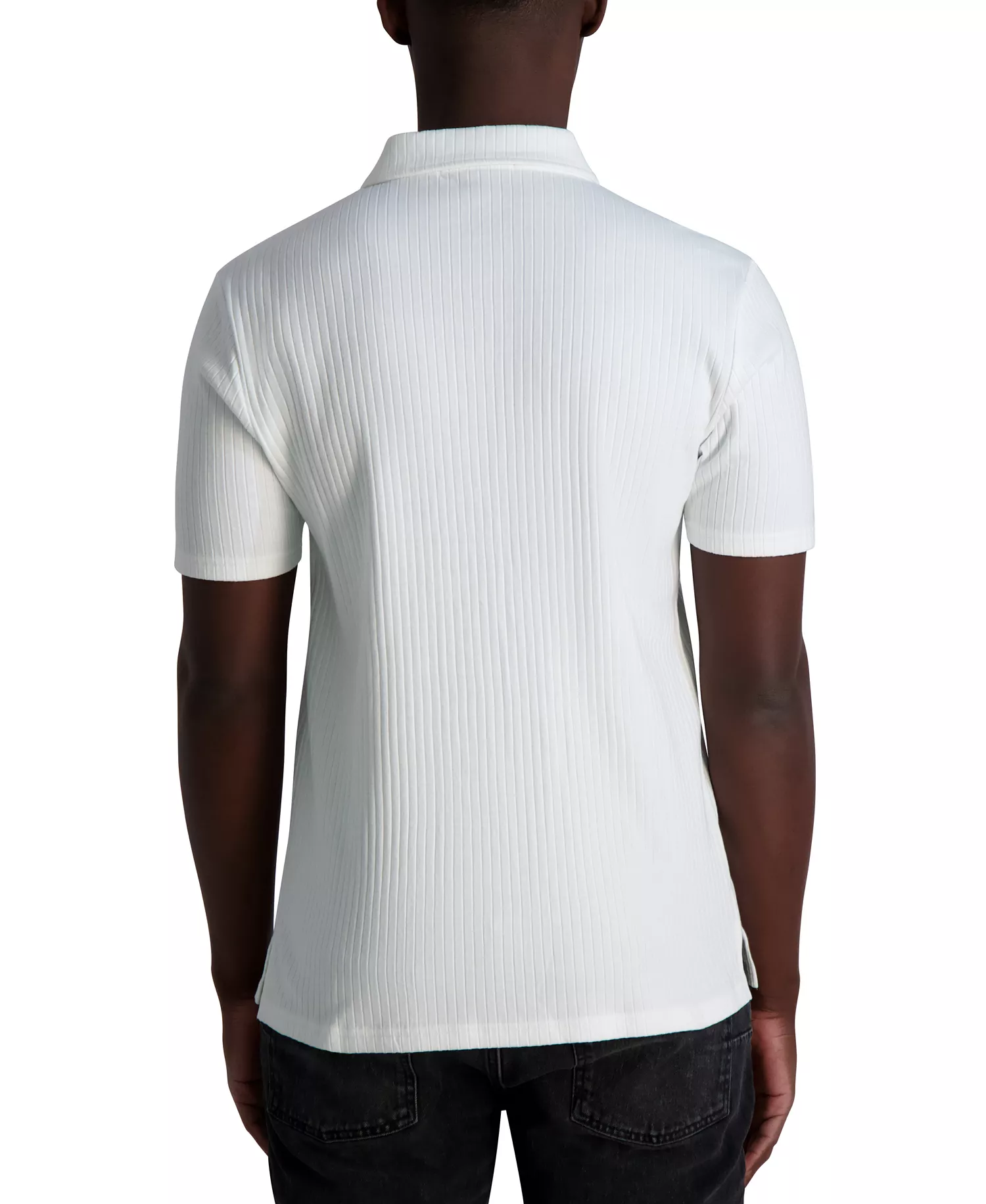 Men's Short Sleeve Ribbed Polo Shirt - Natural - L