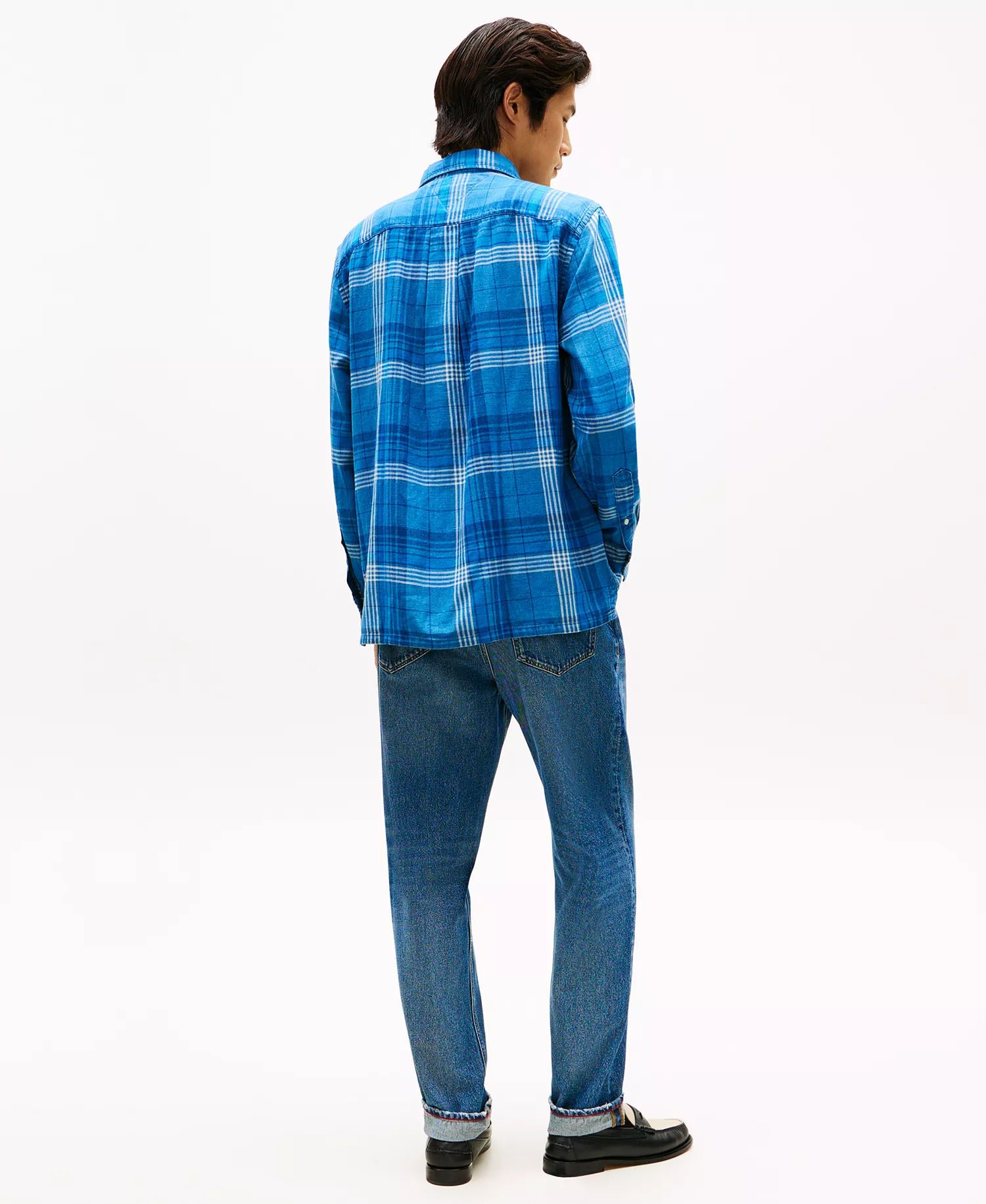 Men's Check Relaxed Fit Shirt - Light Blue Indigo / Check - L