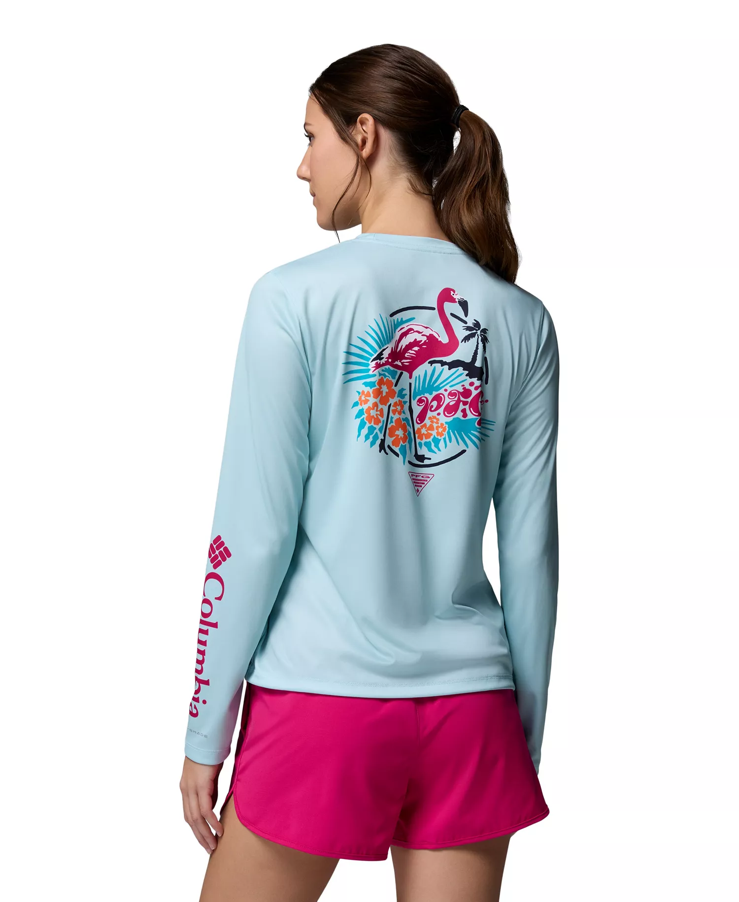 Women's Tidal Palm Waves Top - Marine Light, Flamingo Isle - L