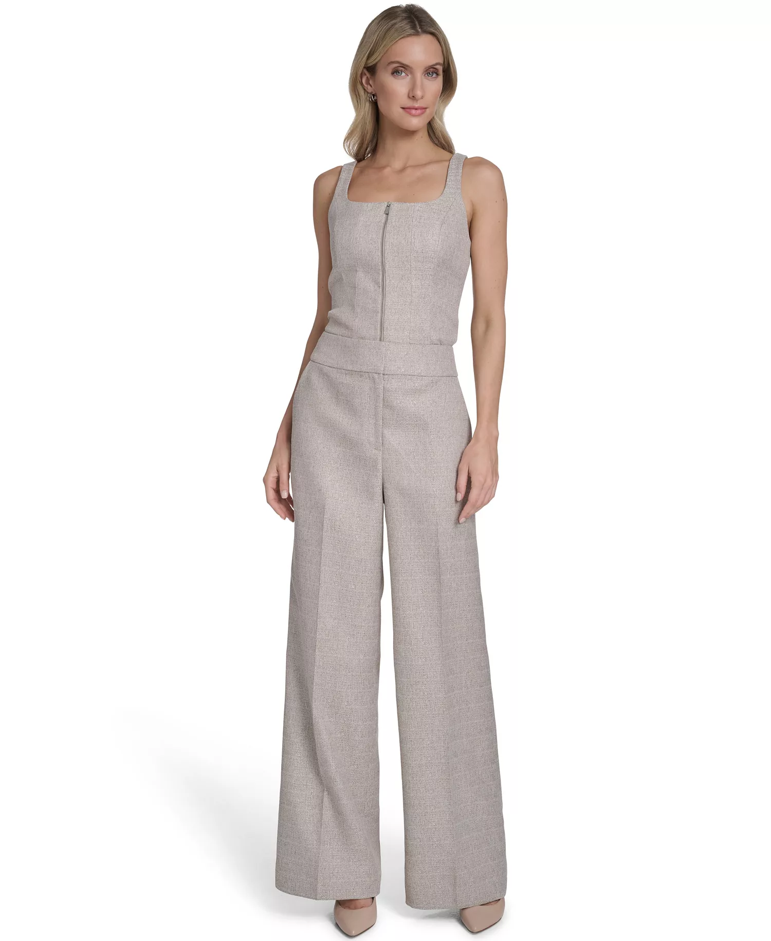 Women's Novelty Wide-Leg Pants - Latte Multi - 10