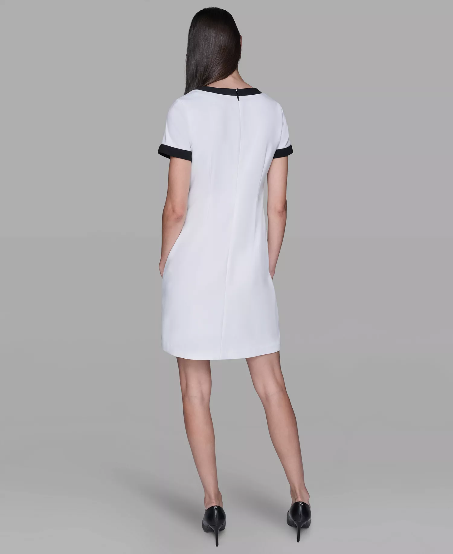 Women's Square Neck Dress - White/black - 10