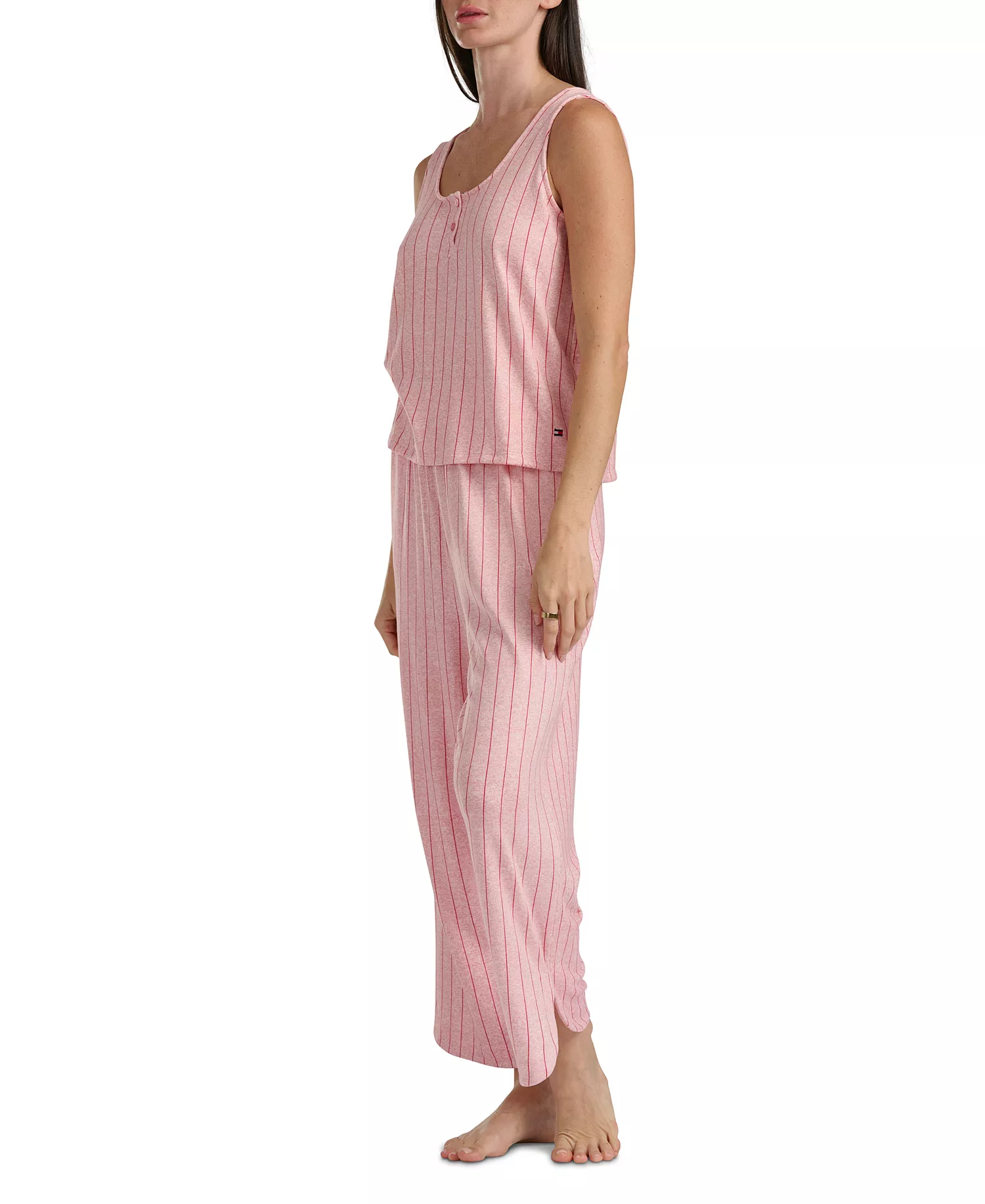 Women's 2-Pc. Tank & Crop Pant Set - Almond Blossom Pinstripe - L