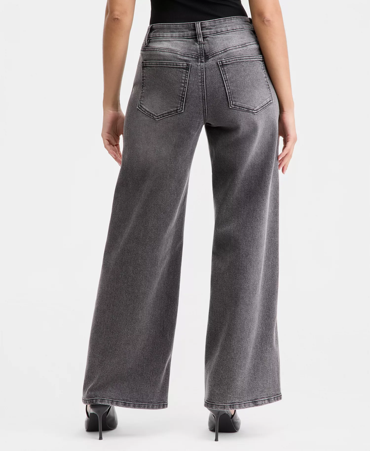 Women's High-Rise Wide-Leg Jeans, Macy's Exclusive - Grey Wash - 0