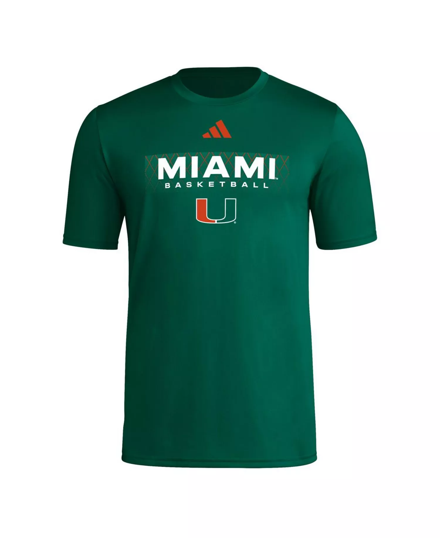 Men's Green Miami Hurricanes Basketball Locker On-Court In The Fade Pregame AEROREADY T-Shirt - Green - XL