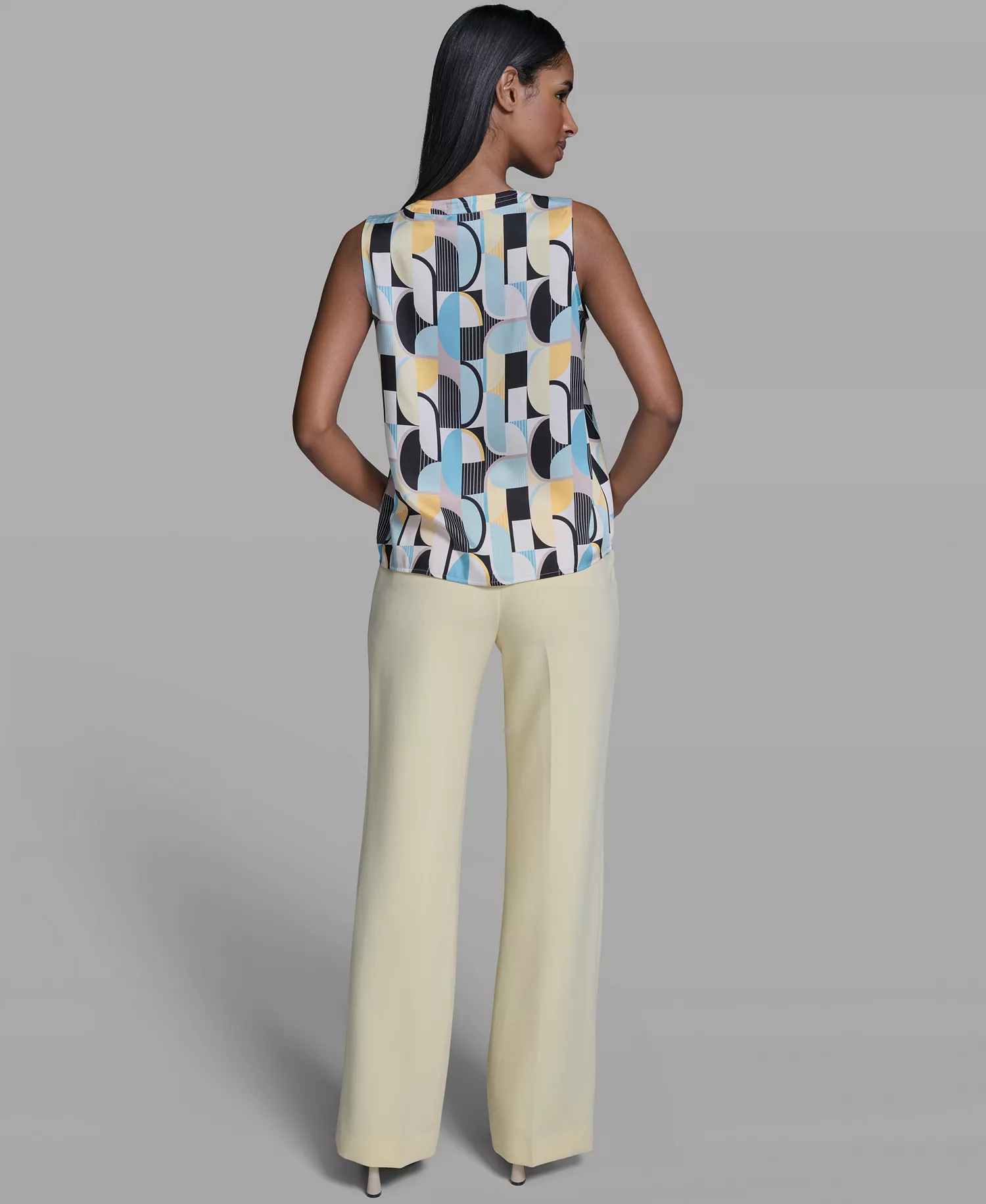 Women's V-Neck Sleeveless Camisole - Fresh Mint/Panna Cotta Multi - L