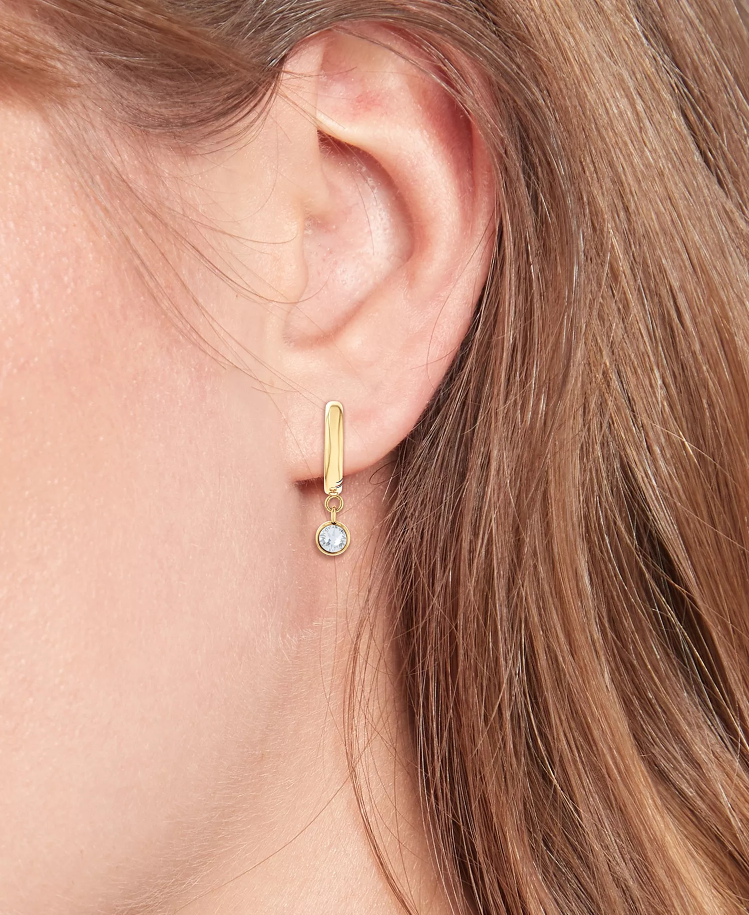 2-Pc. Set Pavé Stud & Crystal Charm Hoop Earrings