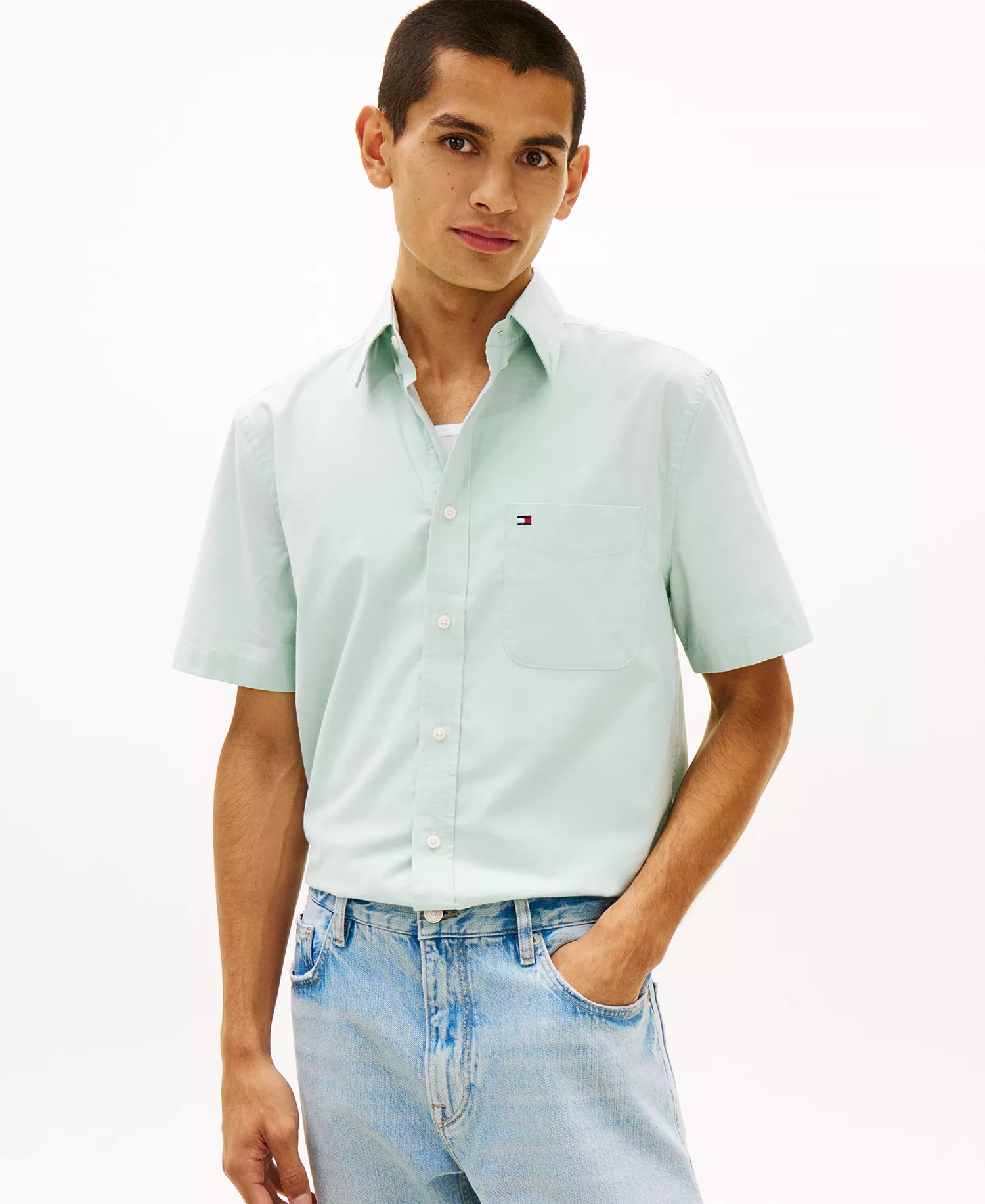 Men's Short-Sleeve Oxford Shirt - Crushed Mint - L