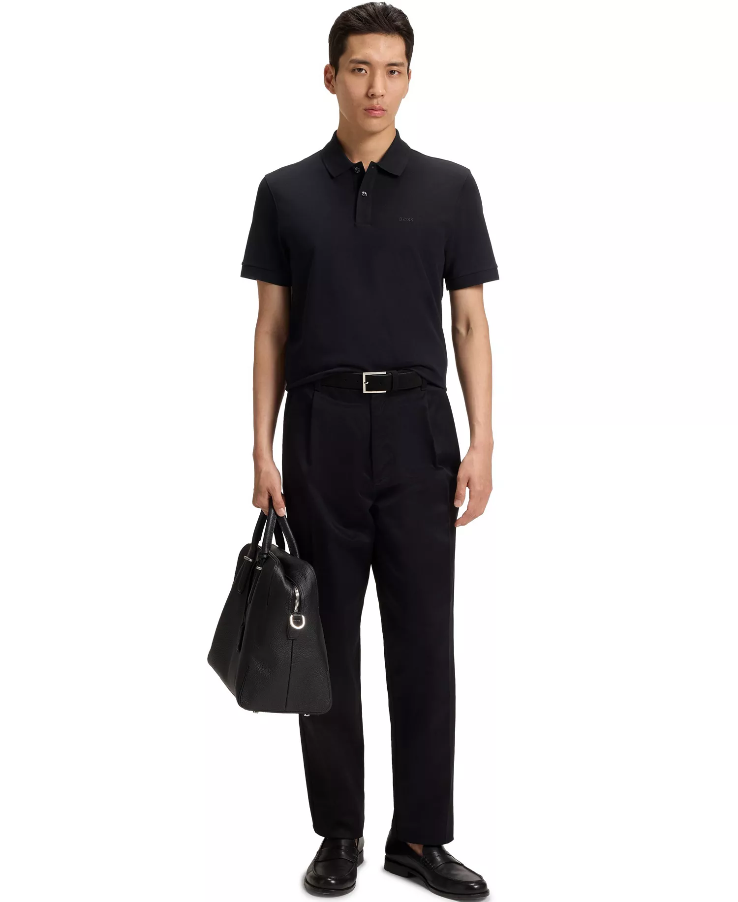 Men's Cotton Regular-Fit Polo Shirt - Black - 2XL