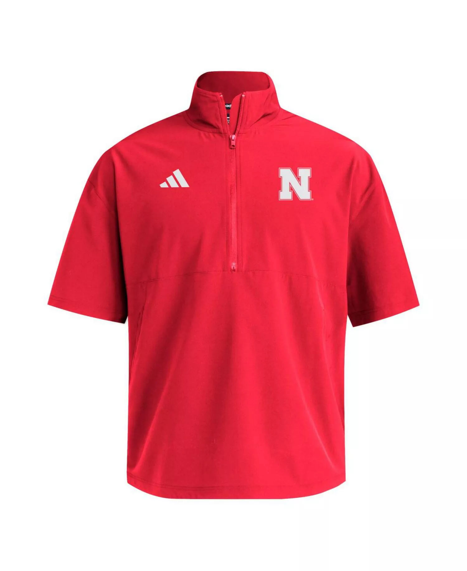 Men's Scarlet Nebraska Huskers Woven Quarter-Zip Short Sleeve Pullover Sweatshirt - Scarlet - 2XL