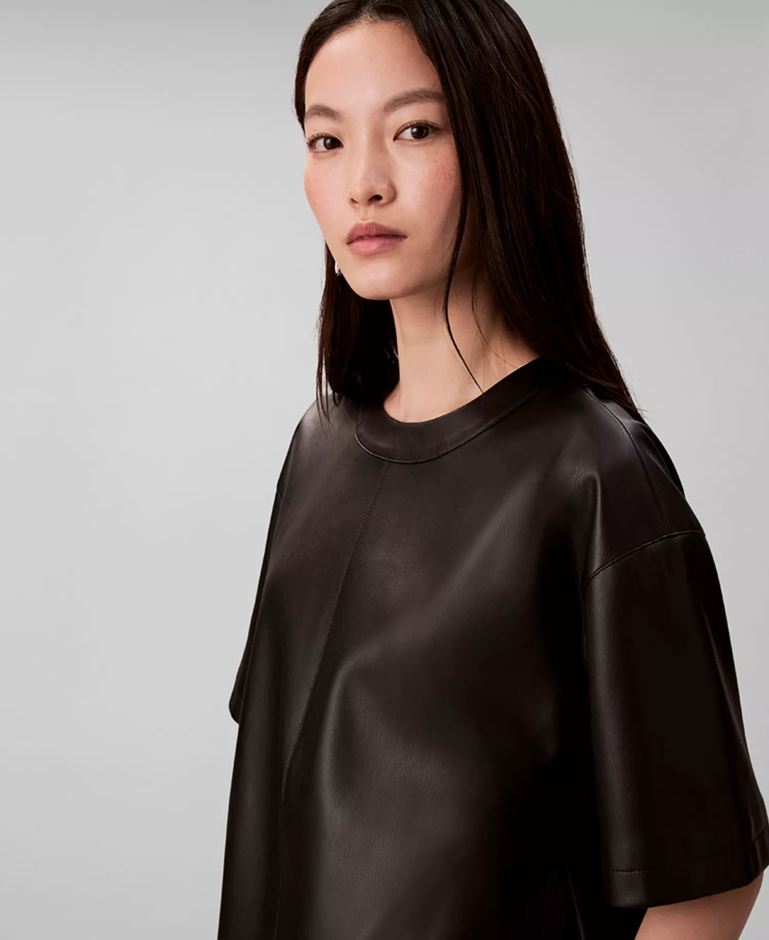 Women's Crinkled Relaxed Fit Top - Black - L