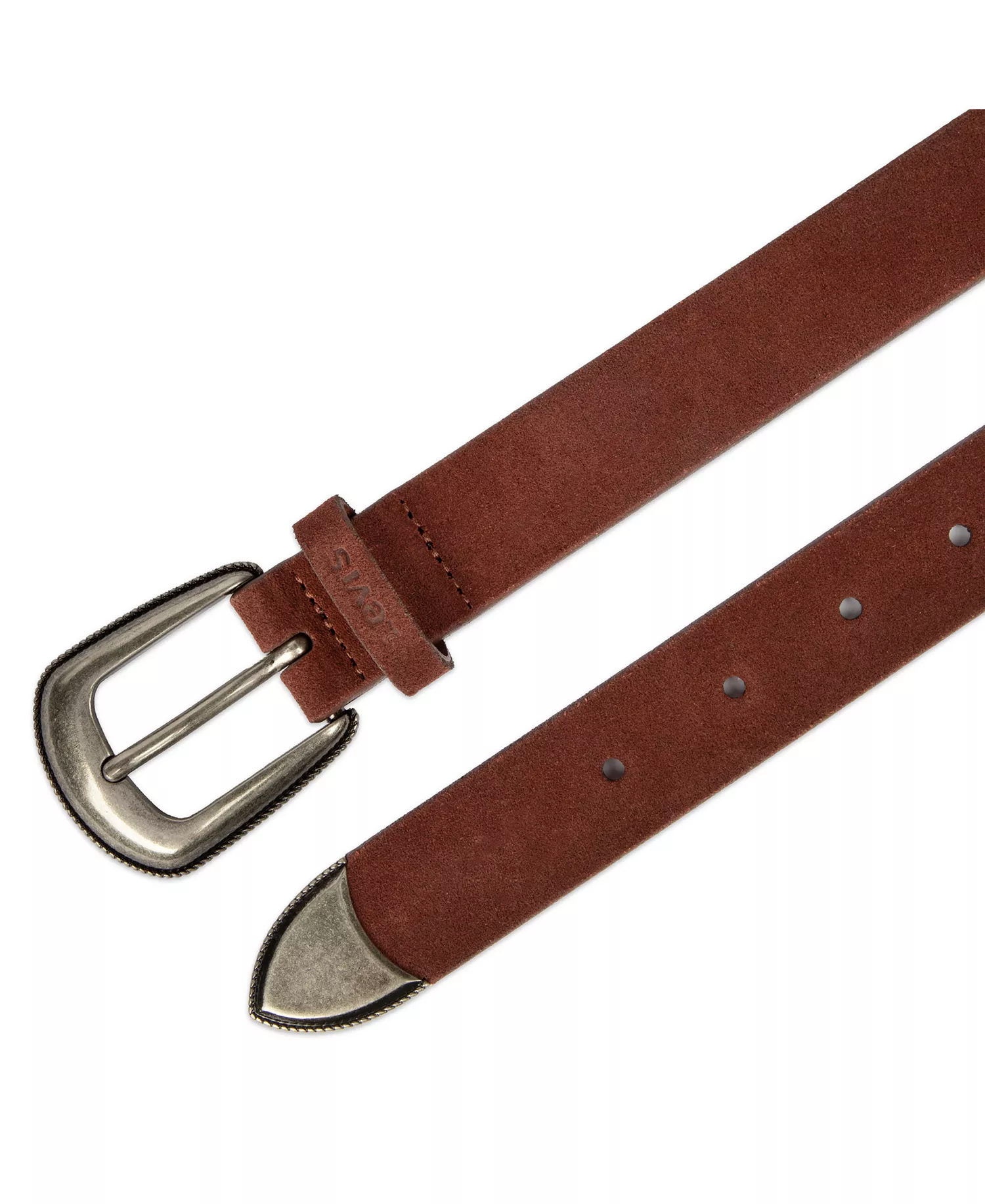 Women's Western Style Rope Detail Buckle Belt - Brown Suede - Extra Large