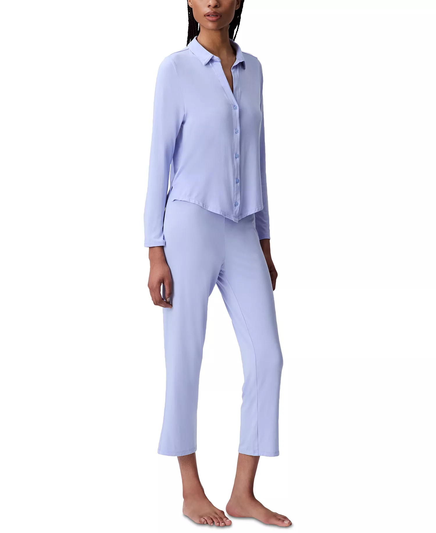 Women's Collared Button-Front Sleep Shirt QS7475 - Saltwater - L