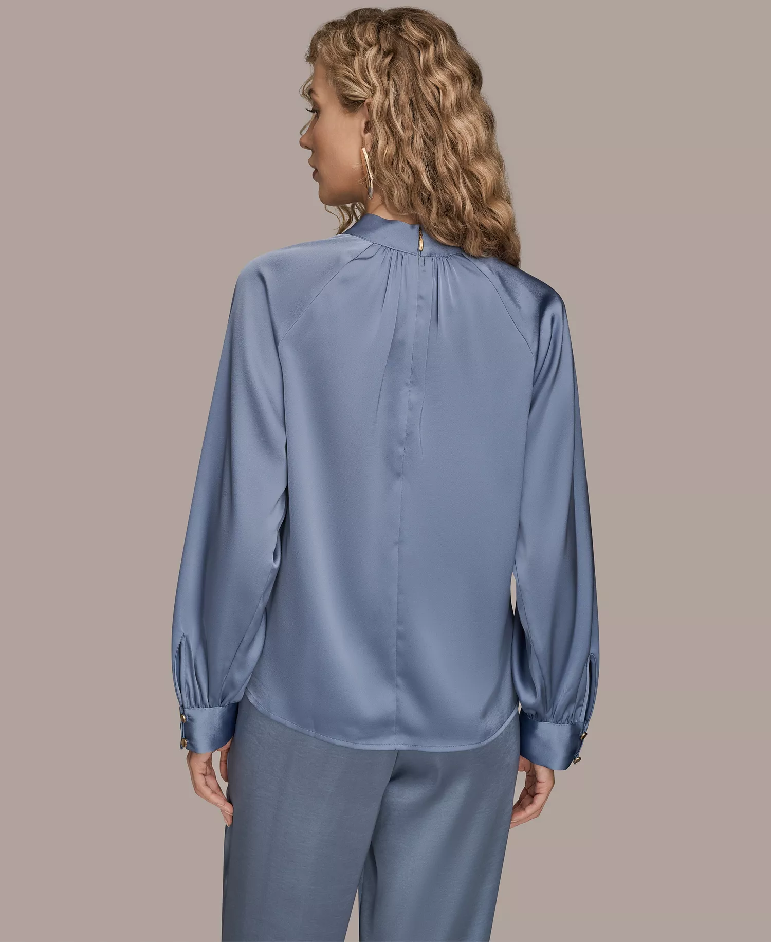 Women's Printed Long Sleeve Mock Neck Top - Tempest - L