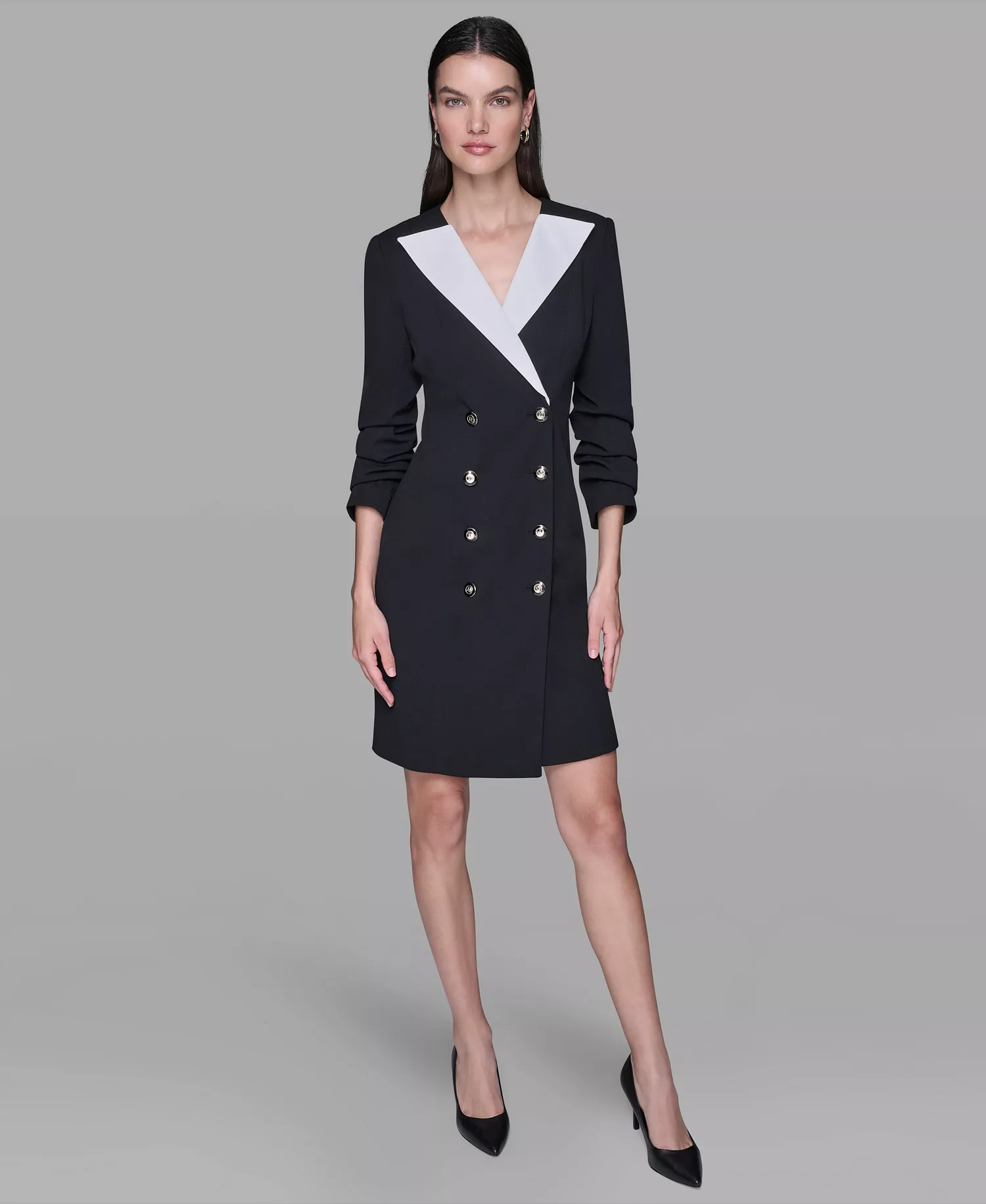 Women's Double-Breasted Blazer Dress - Black - 10