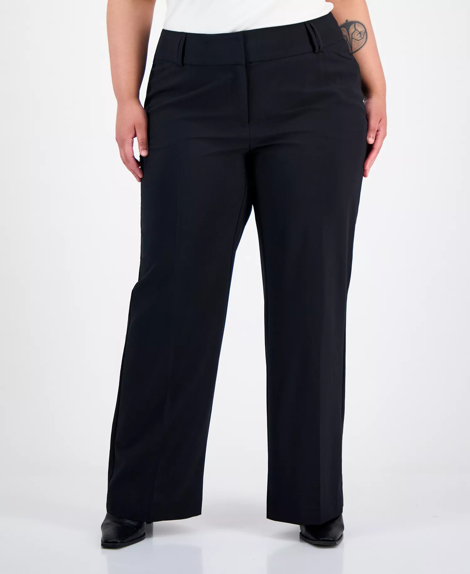 Plus and Petite Plus Size Curvy Bootcut Pants, Created for Macy's - Deep Black - 14W