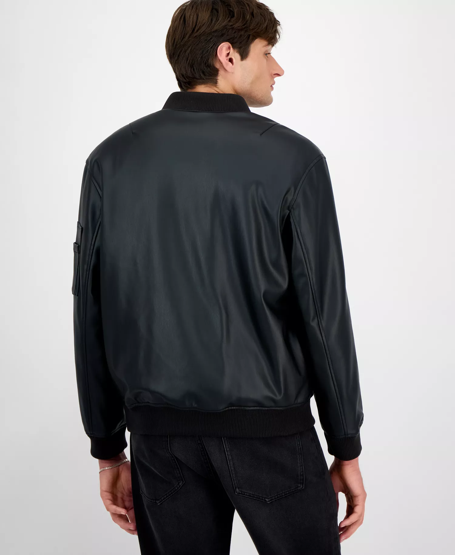 Men's Balamo Faux Leather Bomber Jacket - Black - 2XL