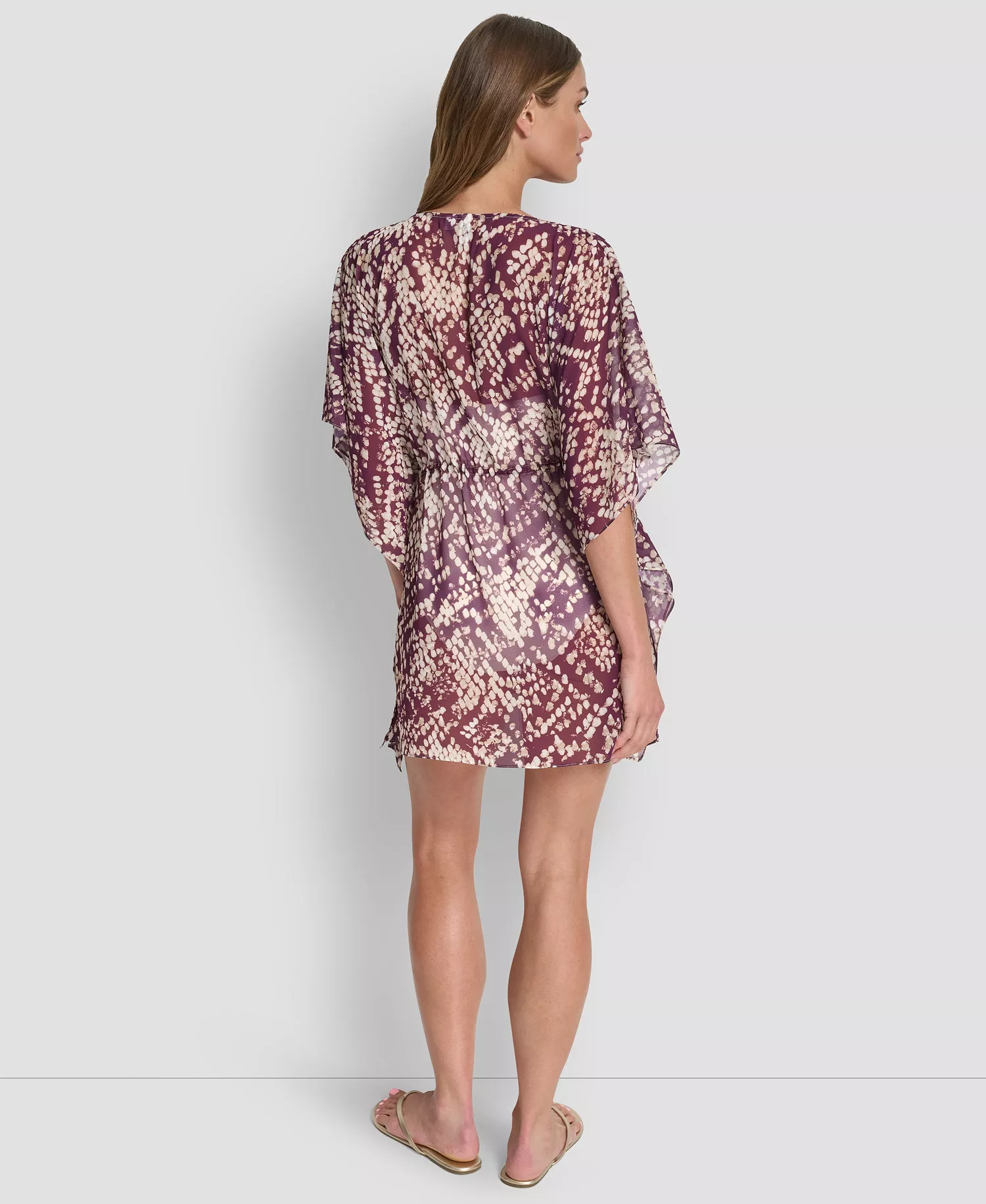 Women's Tie Front Cover-Up Kaftan - Python Port Multi - L