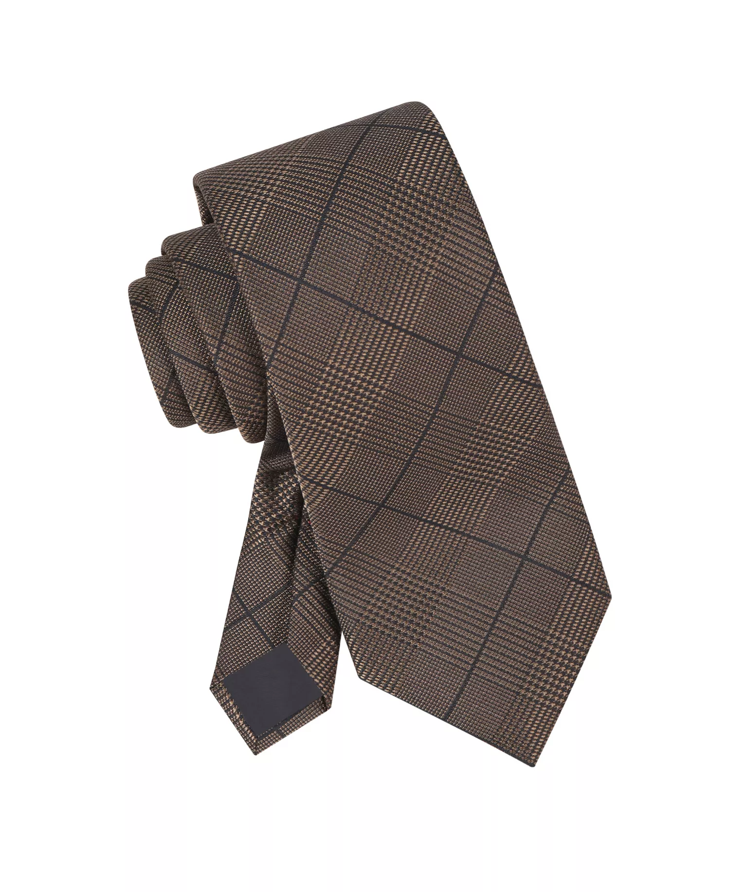 Men's Harvey Glen Plaid Striped Tie - Brown - ONE SIZE