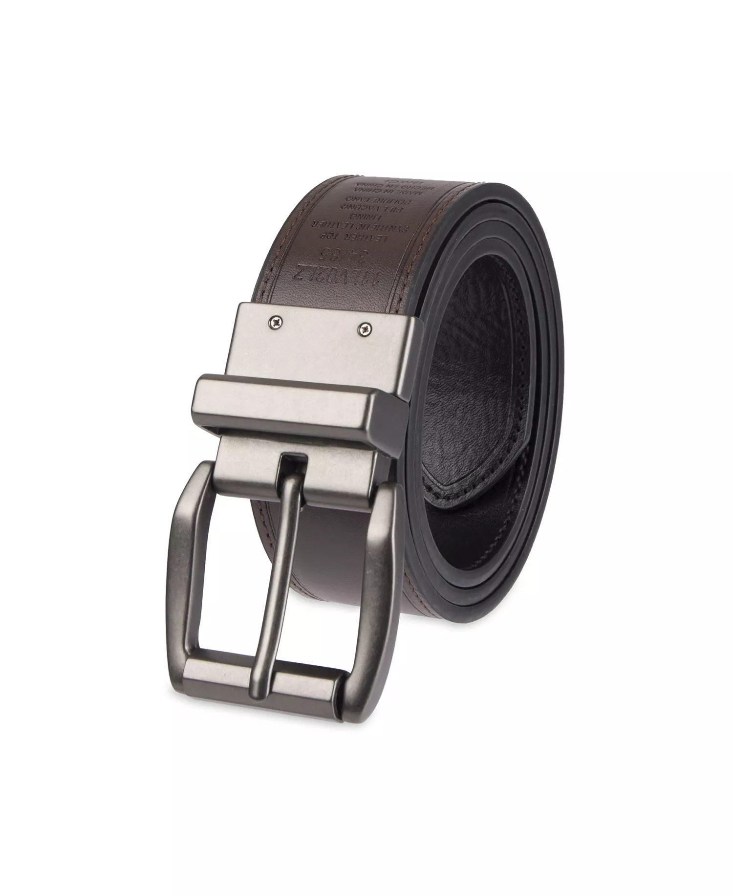 Leather Reversible Casual Men's Belt - Black/Brown - 32