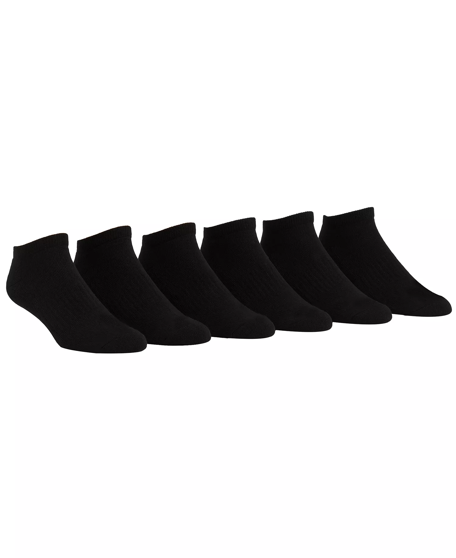 Men's Sports Liner Socks, 6-Pack - Black - 7-12