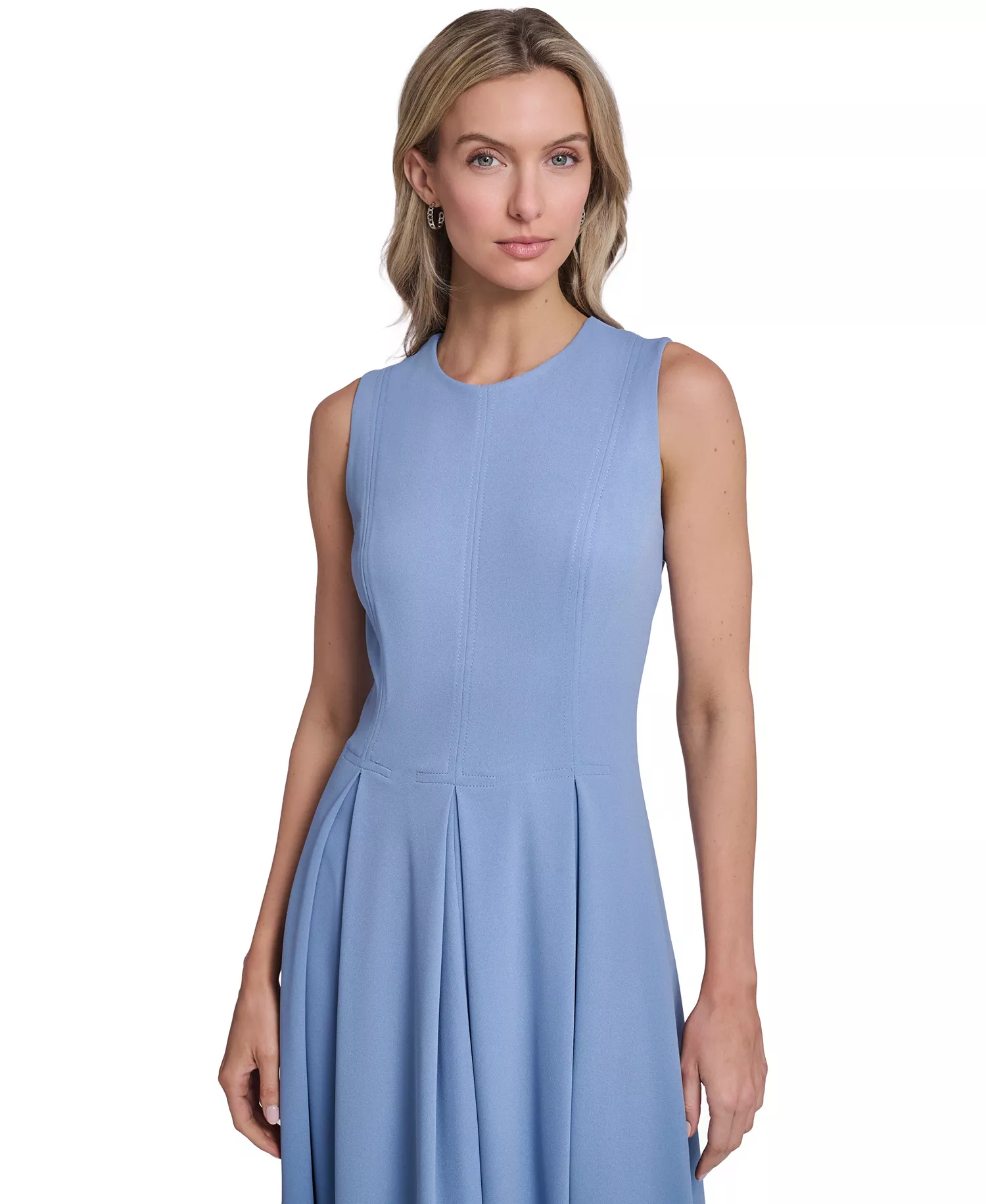 Women's Sleeveless Pleated Midi A-Line Dress - Bayou - 10