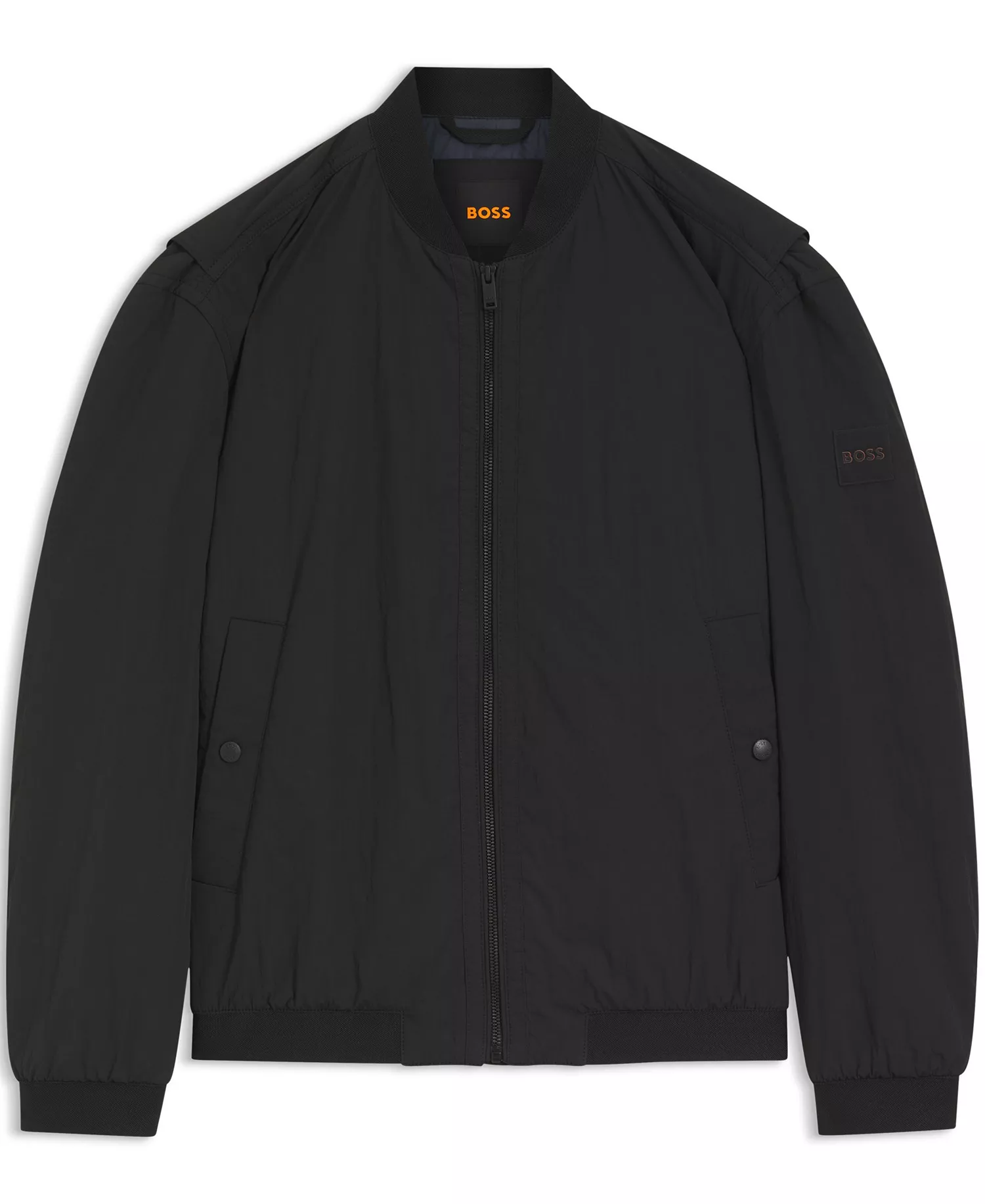 Men's Water-Repellent Soft-Touch Fabric Bomber Jacket - Black - 34R