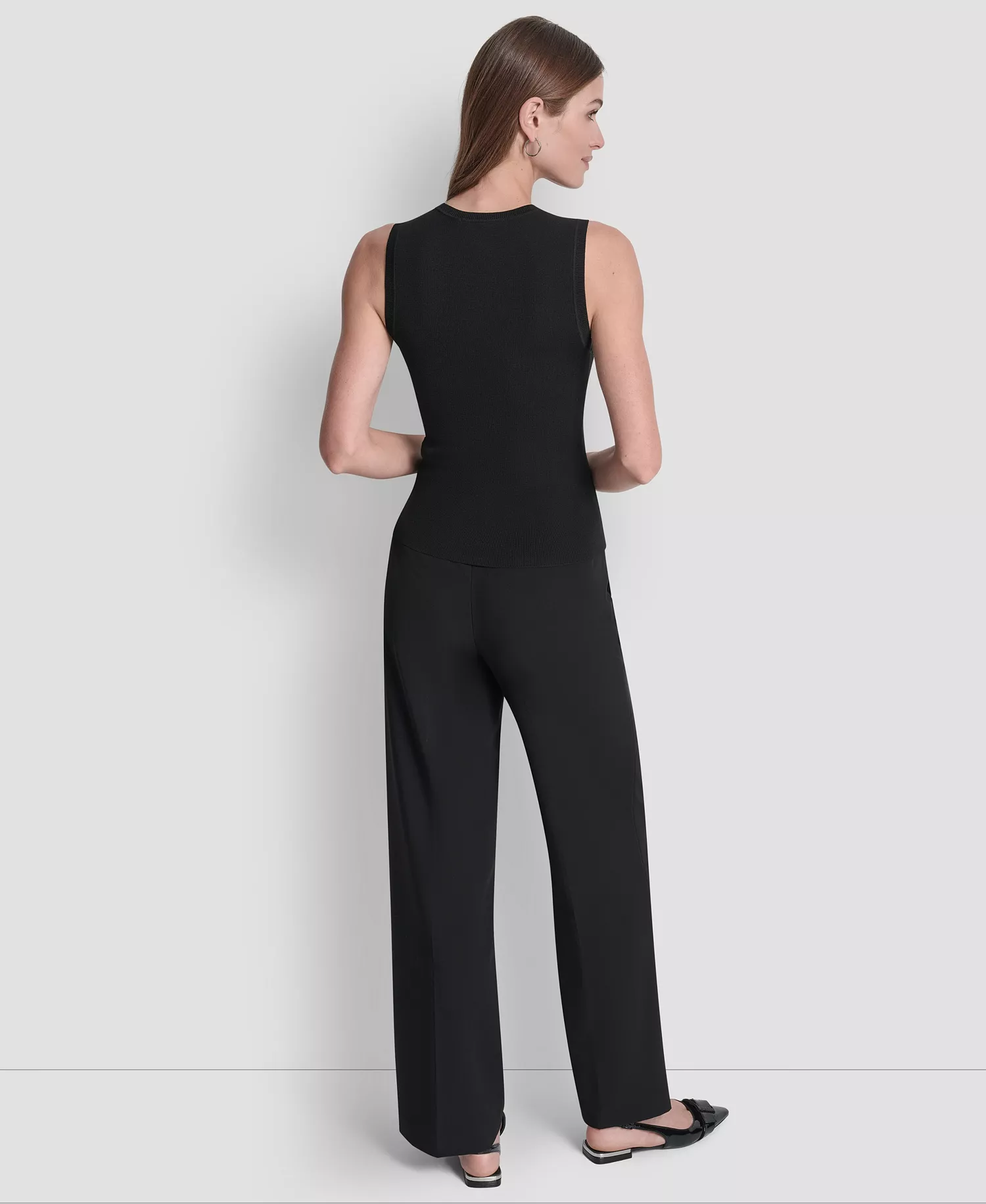 Petite Sleeveless Crewneck Sweater - Black/Silver - P/L